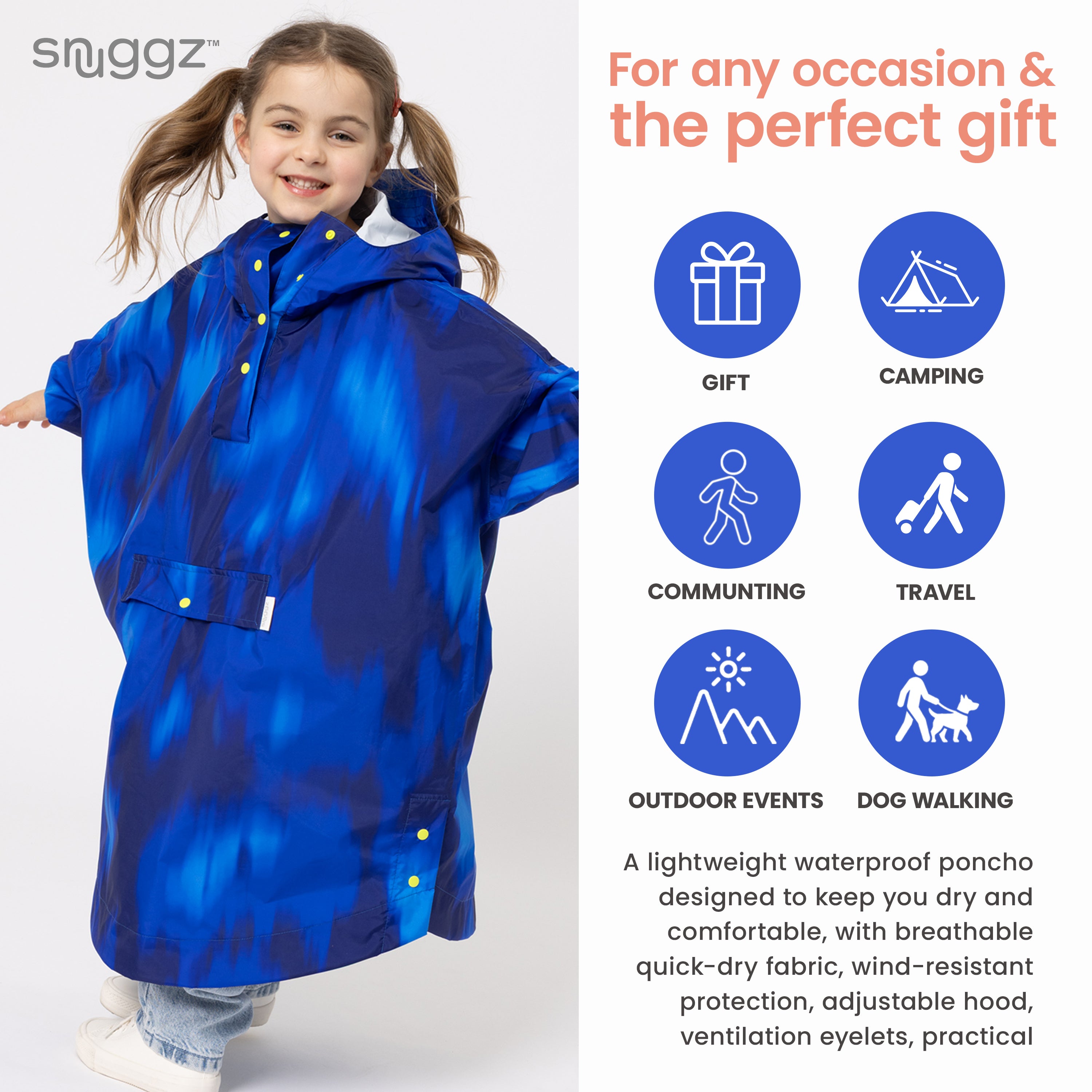 Snuggz Abstract Rain Poncho Kids