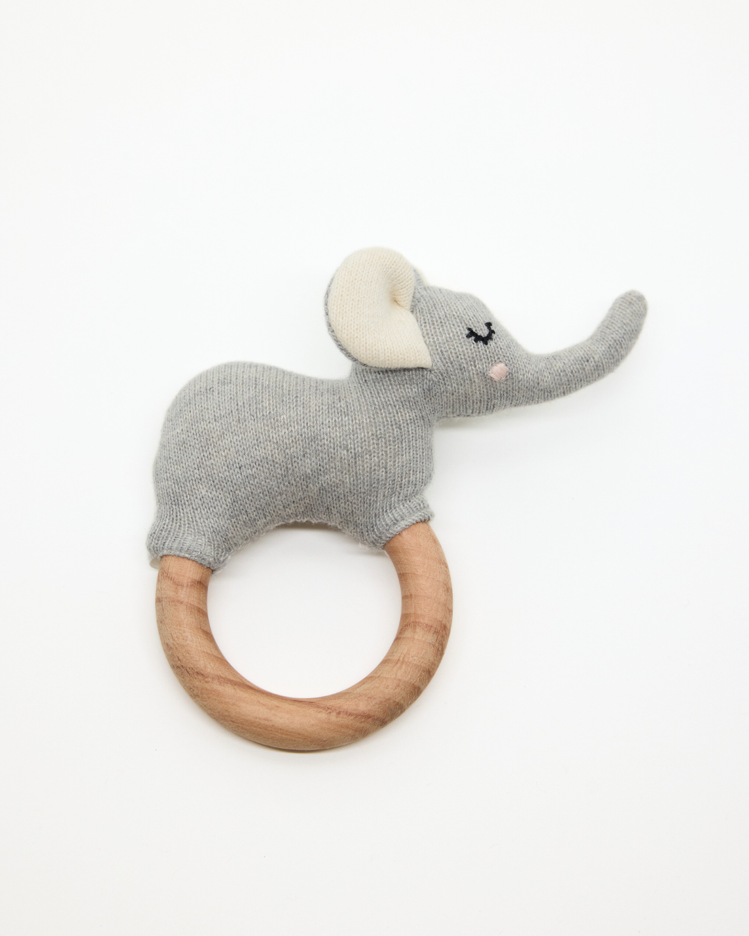 Snuggz Knitted Elephant Ring Rattle Baby Toy