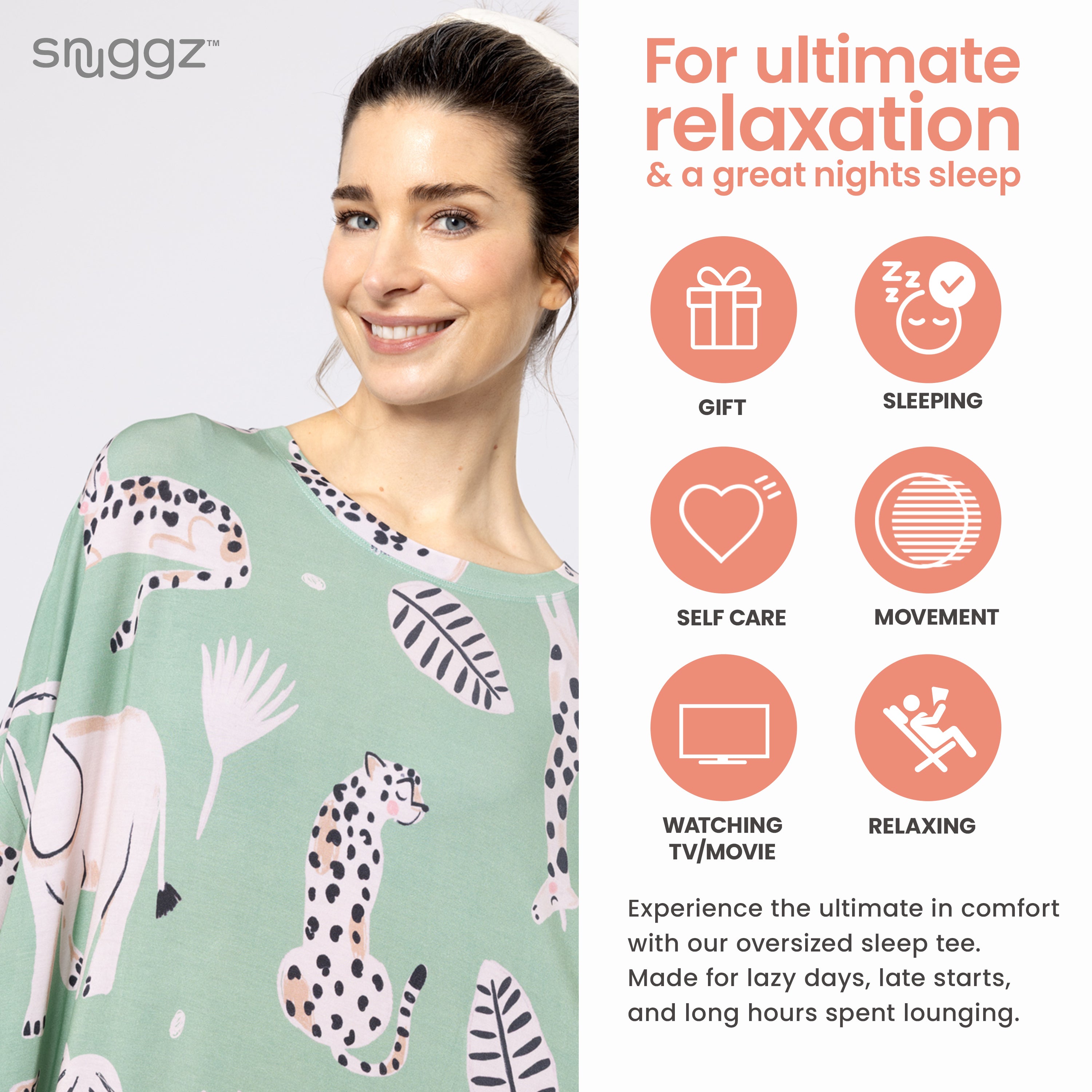 Snuggz Women Safari Bamboo Oversized Sleep Tee