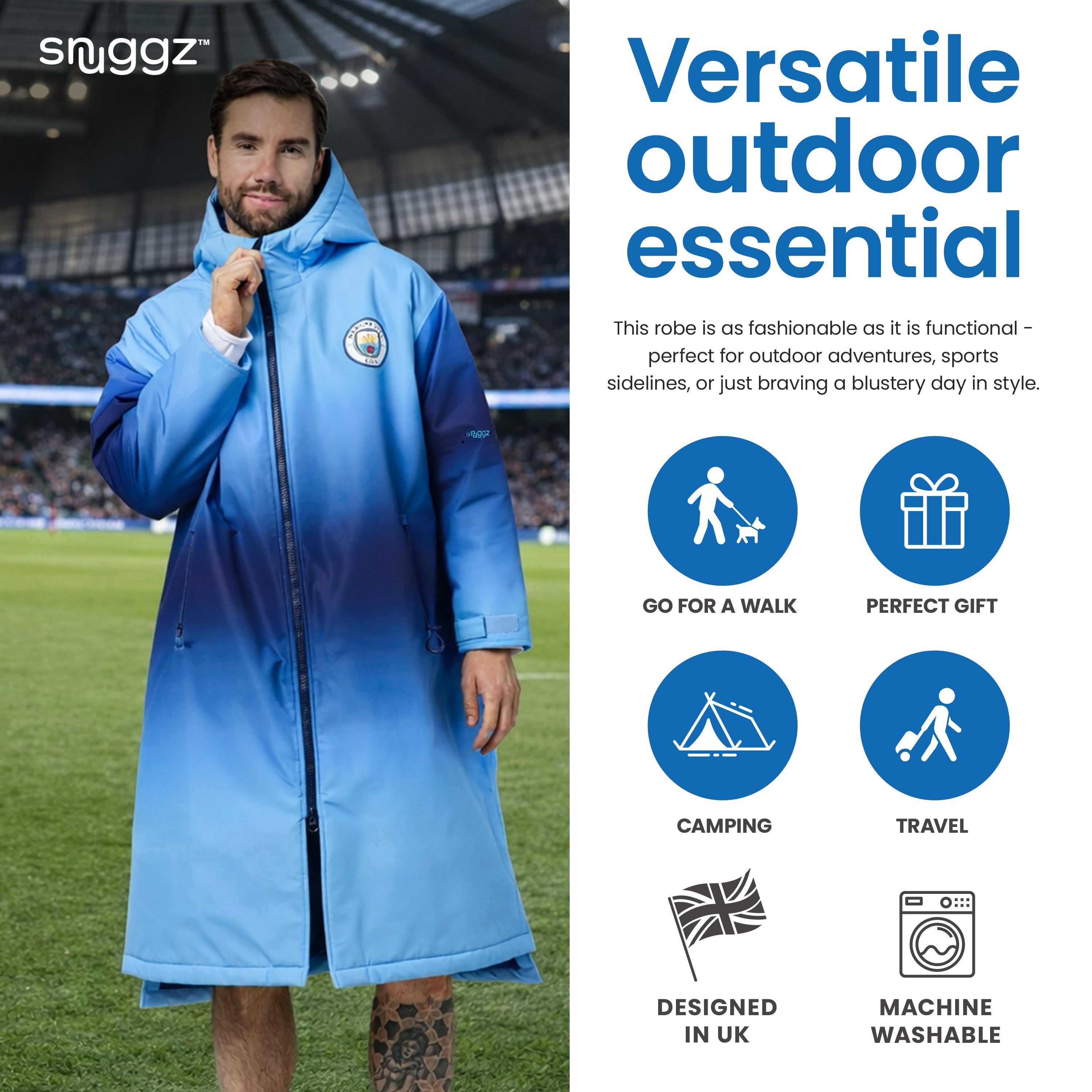 Snuggz Original Adults Manchester City Changing Robe and Swim Shorts Set