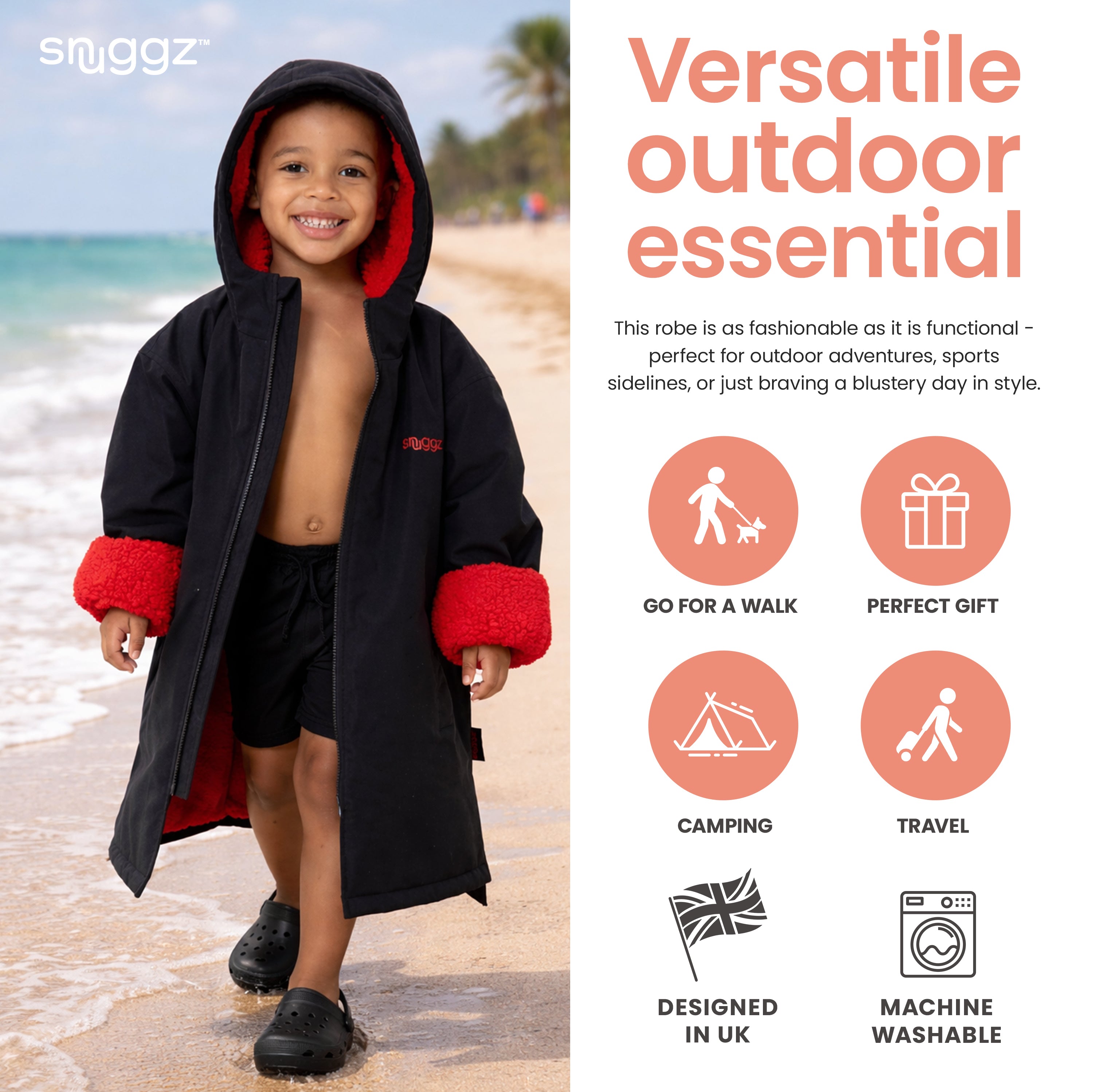 Snuggz Lite Boys Red Changing Robe