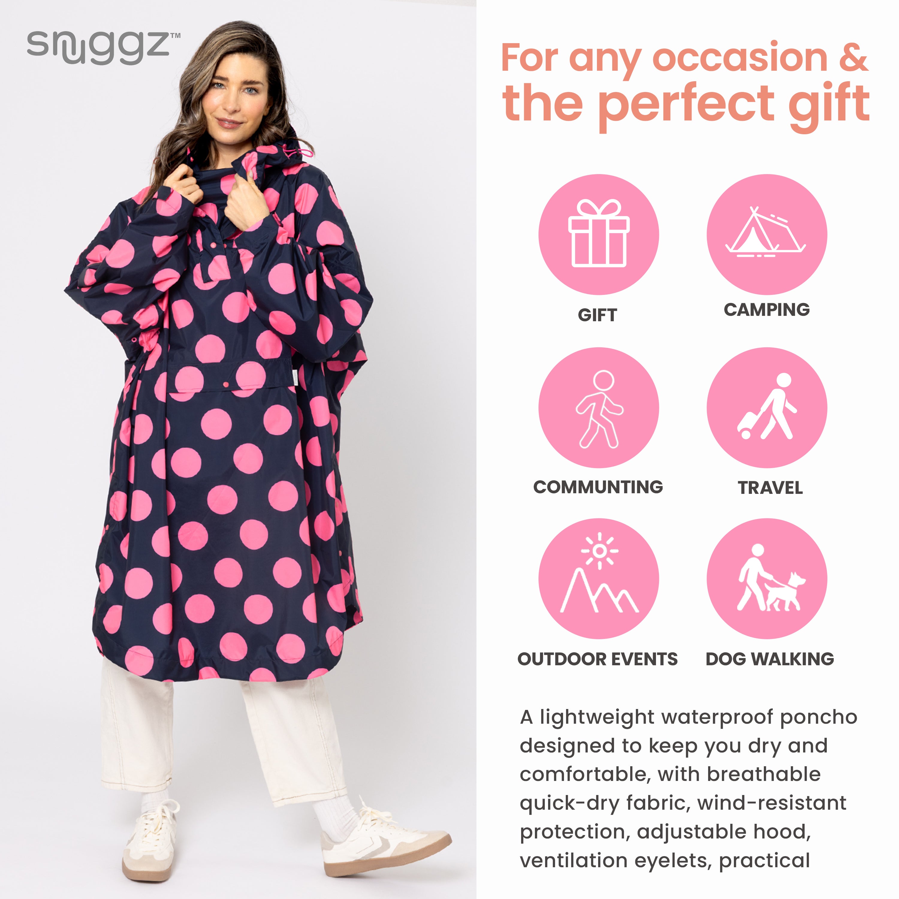 Snuggz Women's Polka Dot Rain Poncho