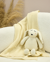 Snuggz Knitted White Bunny Toy & Cotton Baby Blanket Set