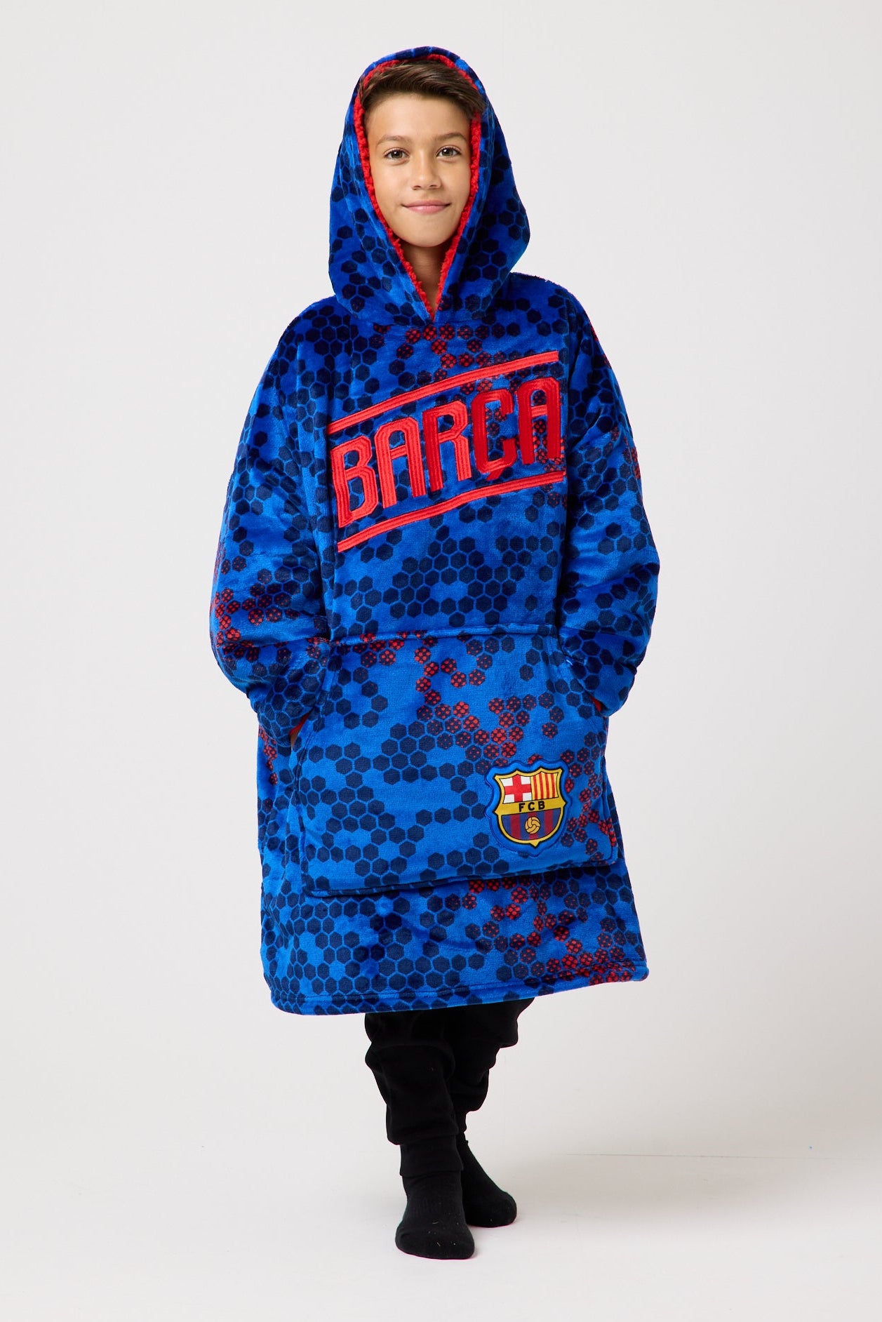 Snuggz Original Kids FC Barcelona Football Hooded Blanket