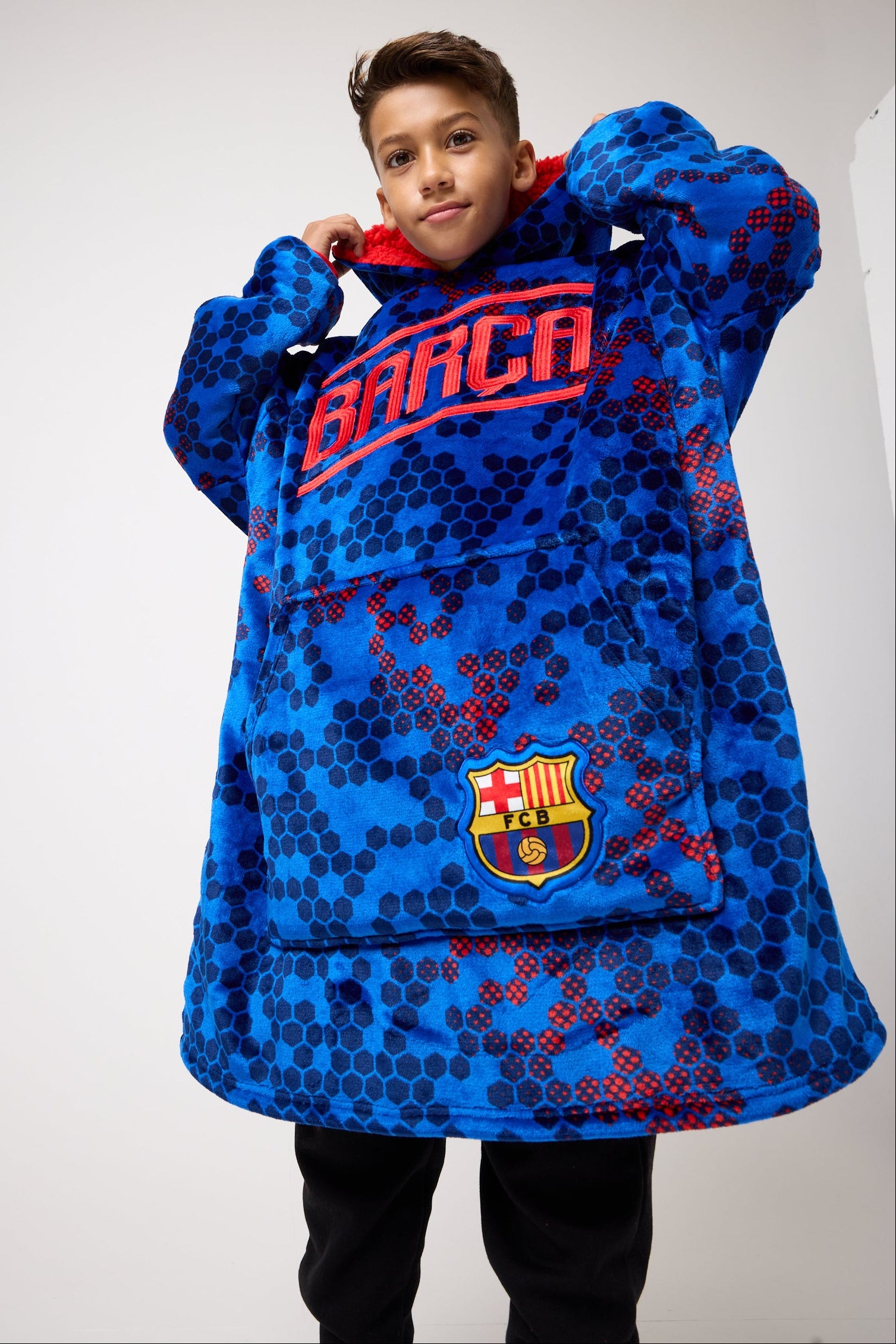 Snuggz Original Kids FC Barcelona Football Hooded Blanket