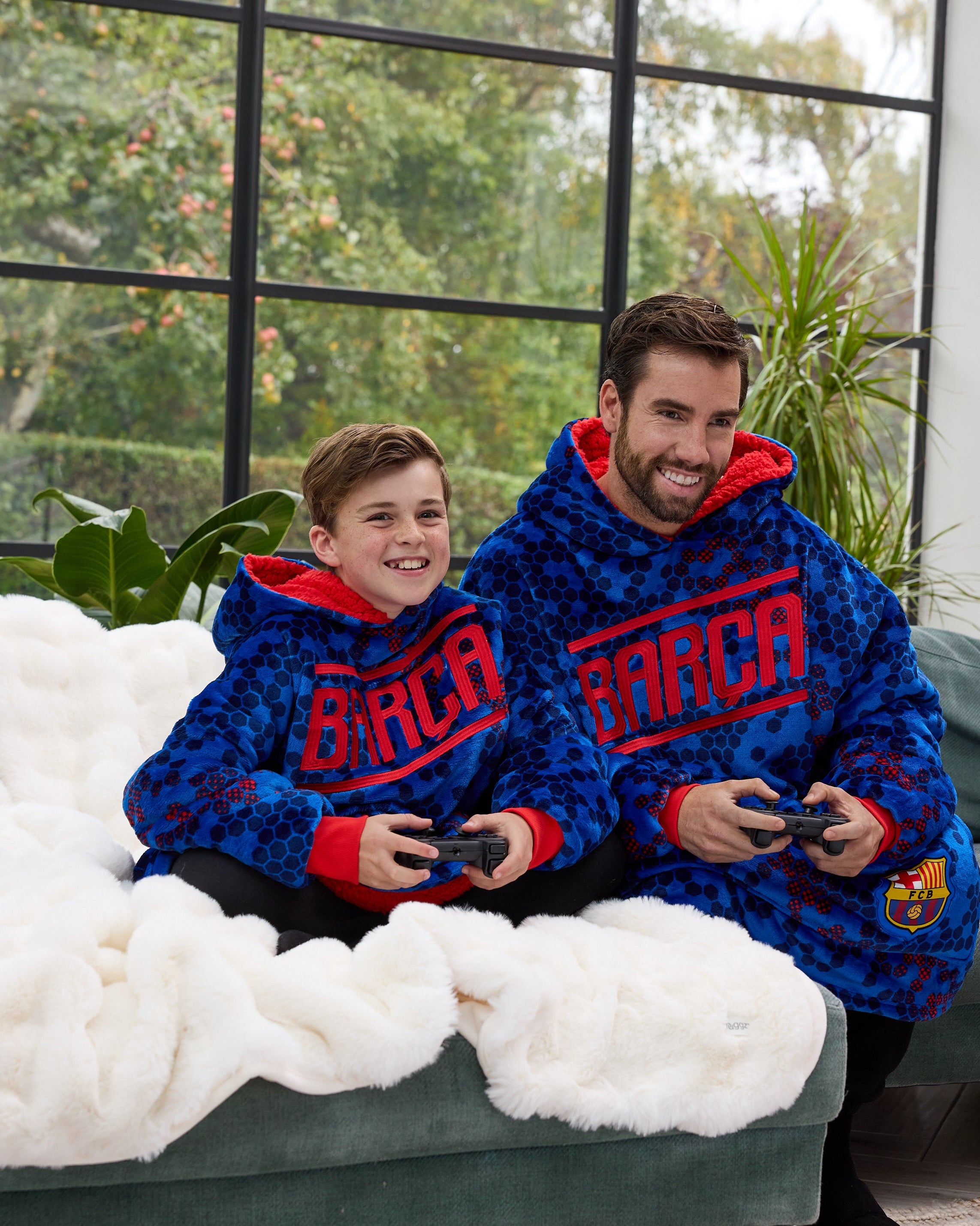 Snuggz Original Kids FC Barcelona Football Hooded Blanket
