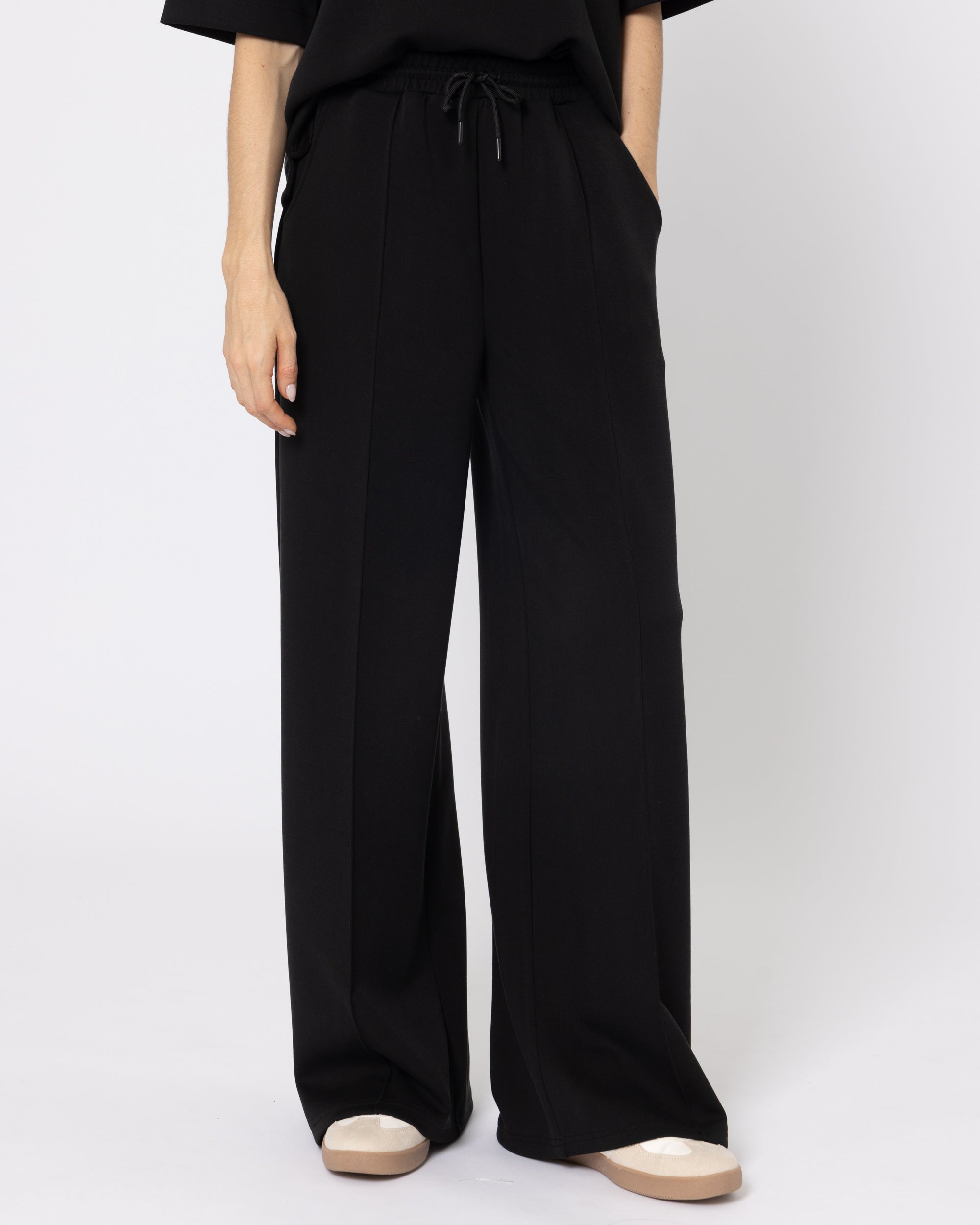 Snuggz Premium Black Sandwash Scuba Wide Leg Joggers