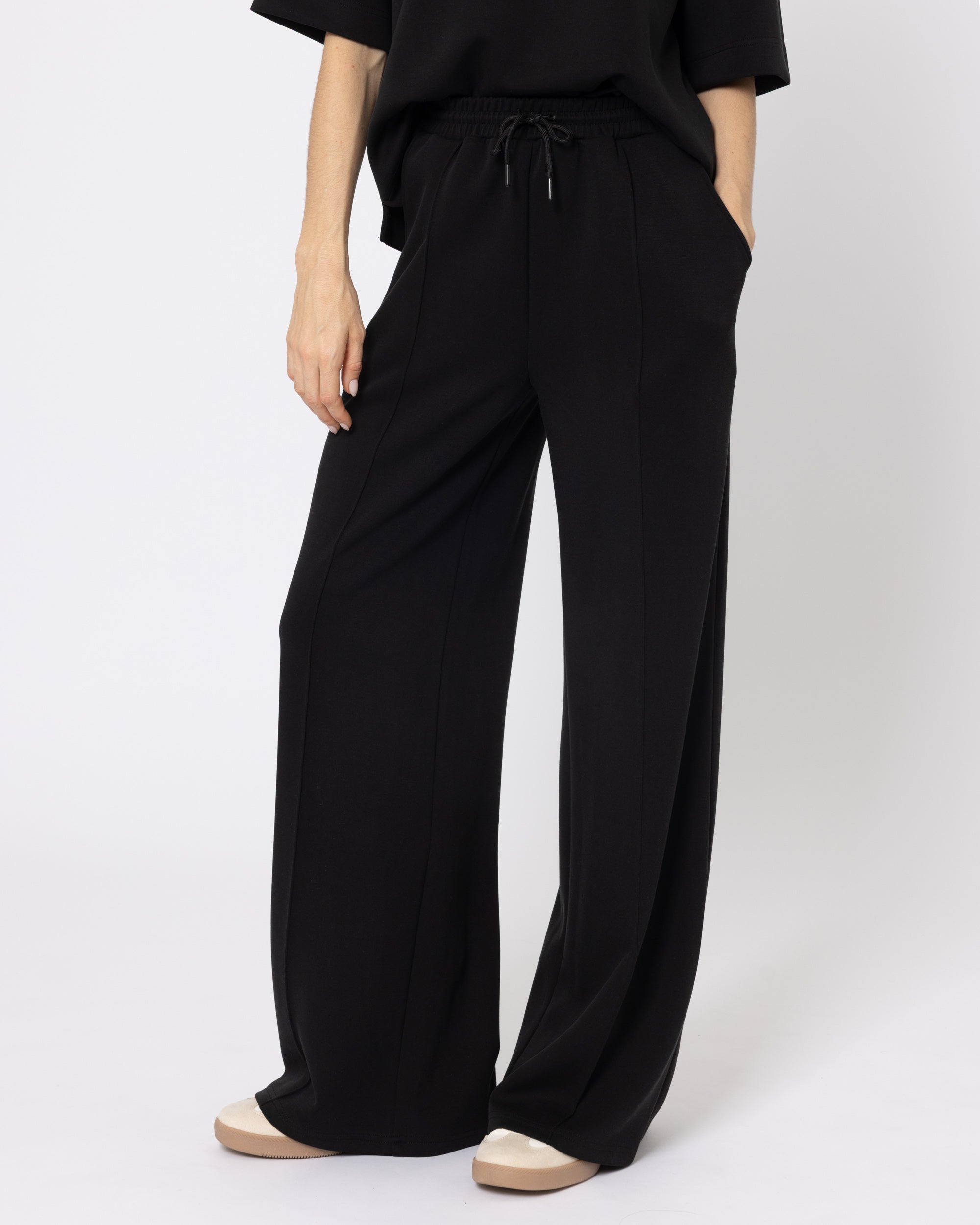 Snuggz Premium Black Sandwash Scuba Wide Leg Joggers