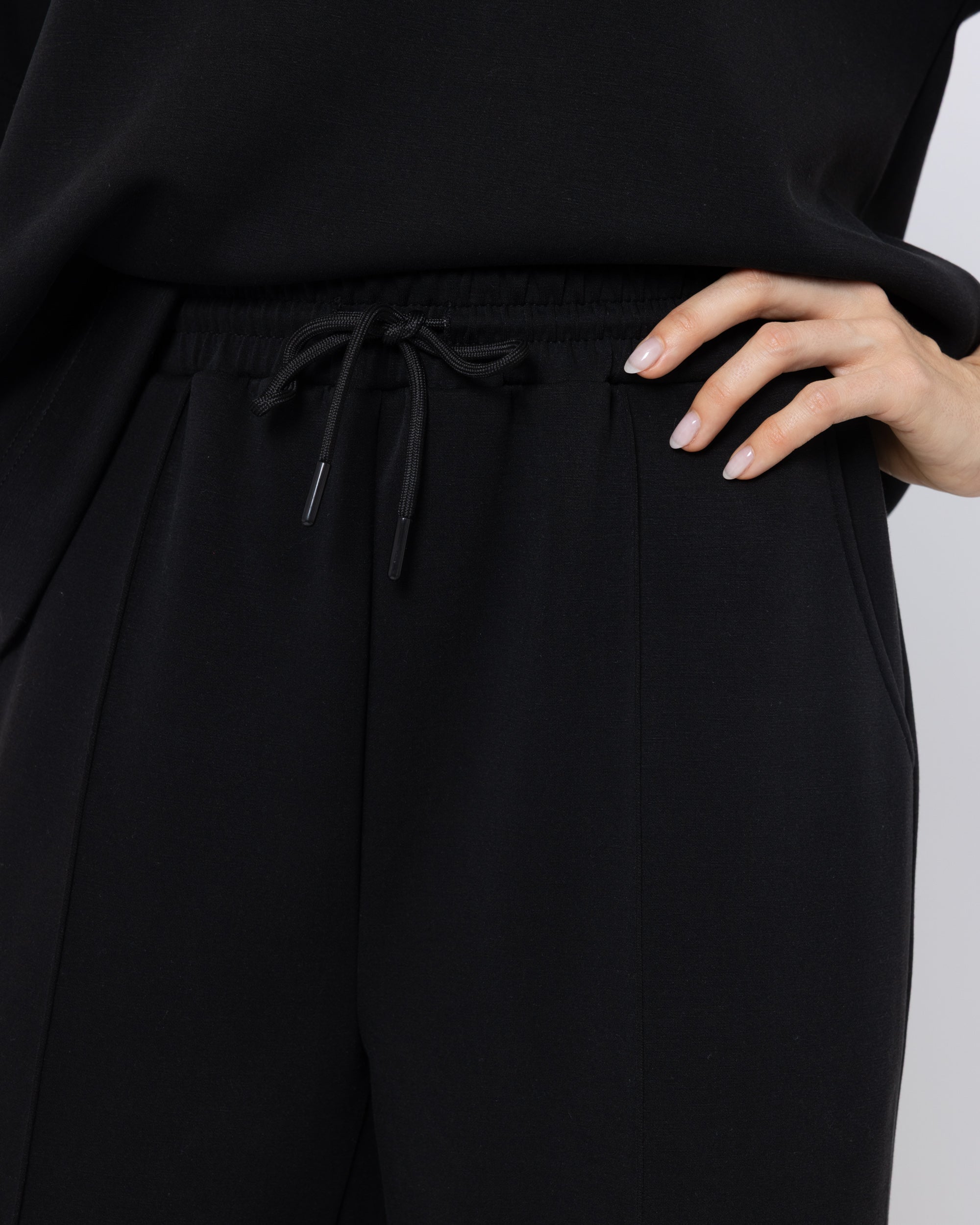 Snuggz Premium Black Sandwash Scuba Wide Leg Joggers