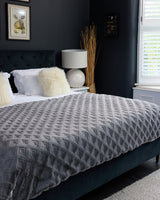 Snuggz Diamond Textured Grey Faux Fur Blanket