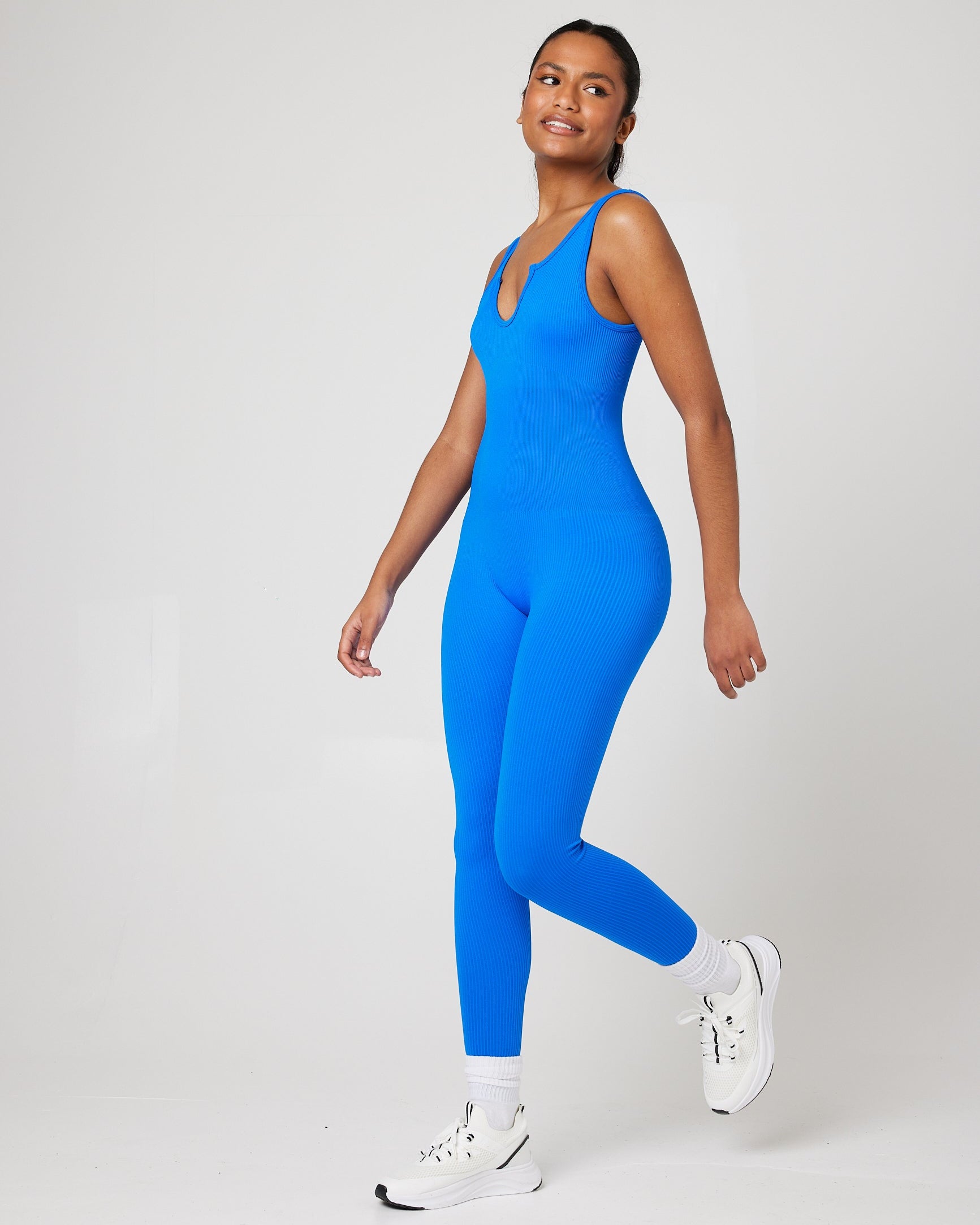 SnuggzFit Electric Blue Notch Neck Unitard