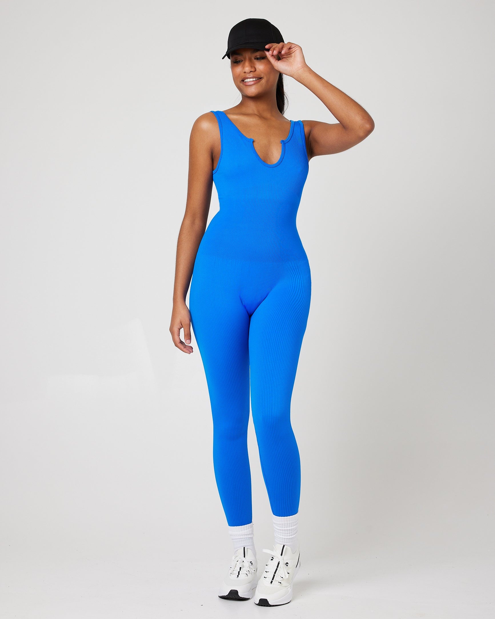SnuggzFit Electric Blue Notch Neck Unitard