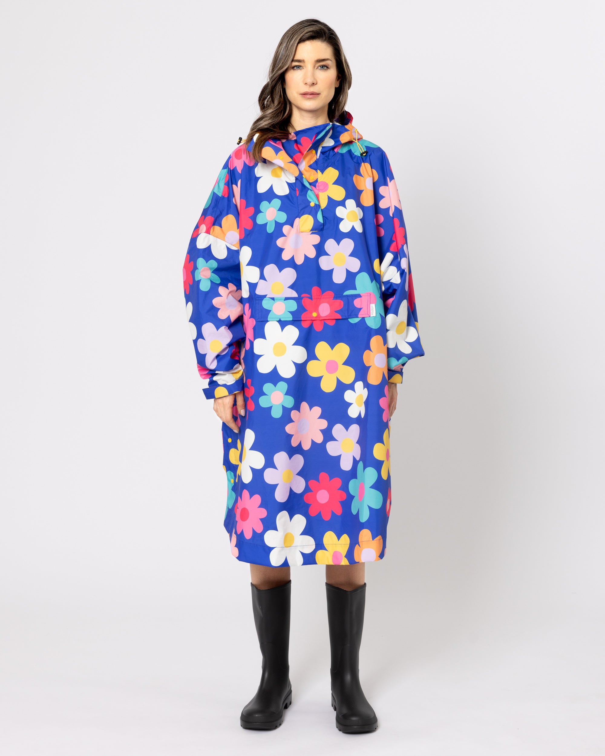 Snuggz Blue Flower Power Rain Poncho