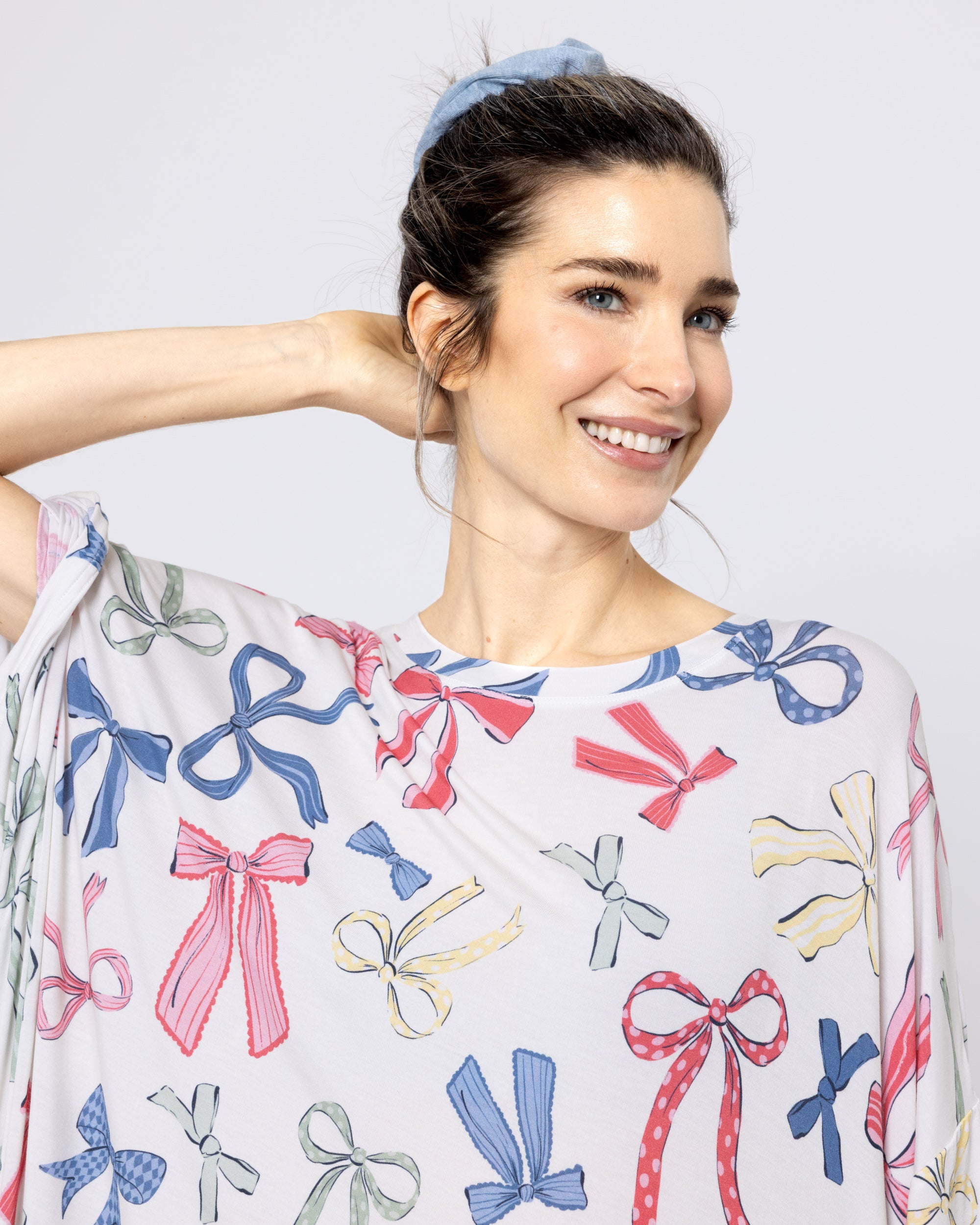 Snuggz Women Bow Print Bamboo Oversized Sleep Tee