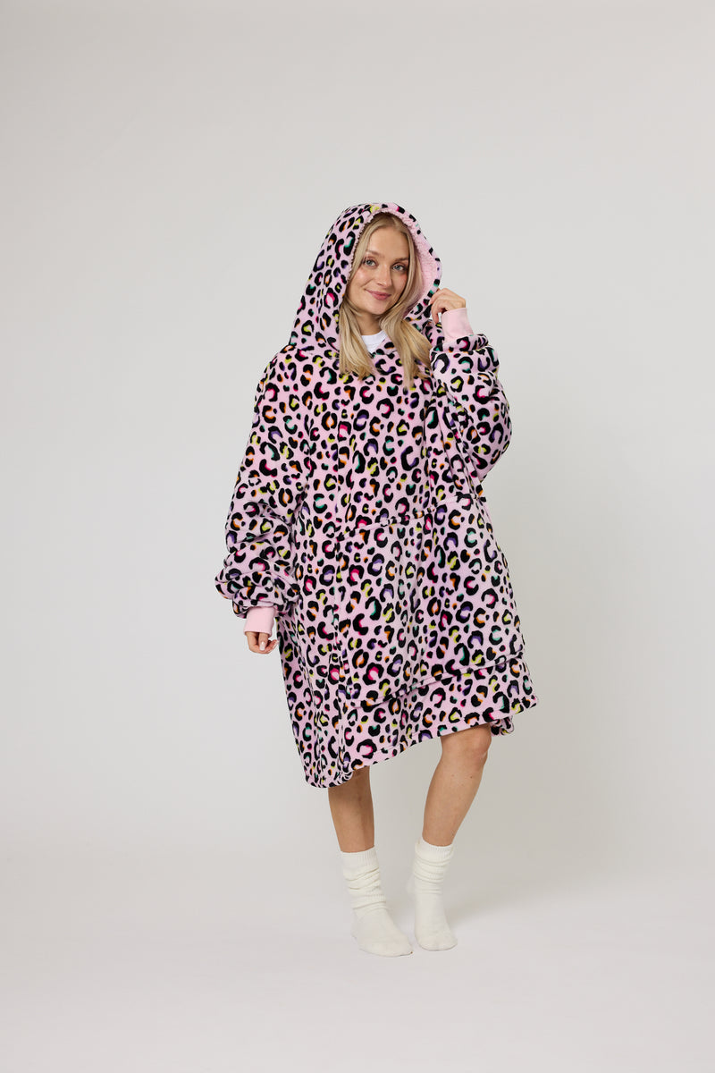 Snuggz Original Hooded Blanket - Pink Leopard