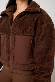Snuggz Women Chocolate Brown Borg Bomber Jacket