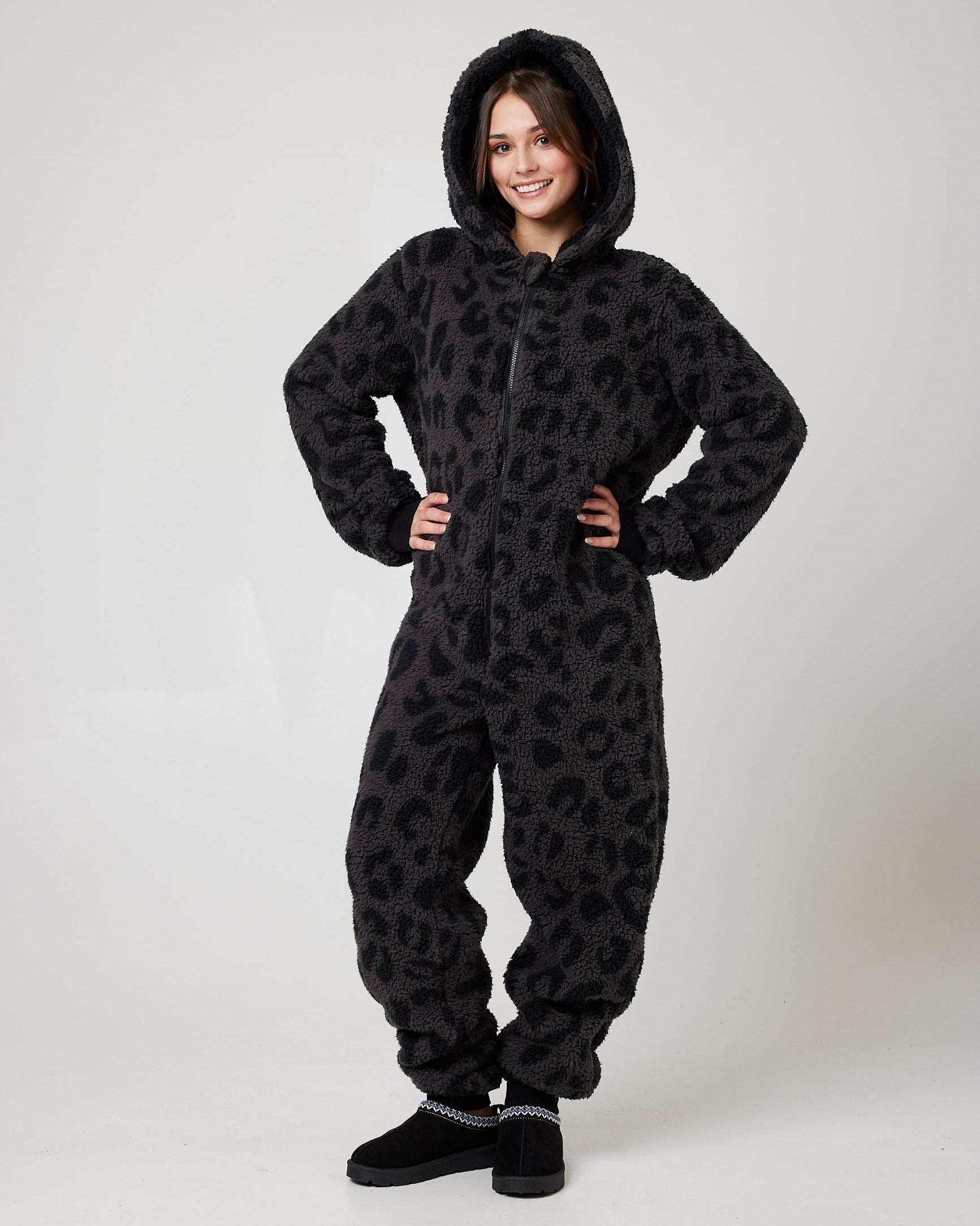 Snuggz Women Charcoal Animal Onesie