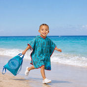 Boys Dino Towelling Beach Poncho With Swim Bag