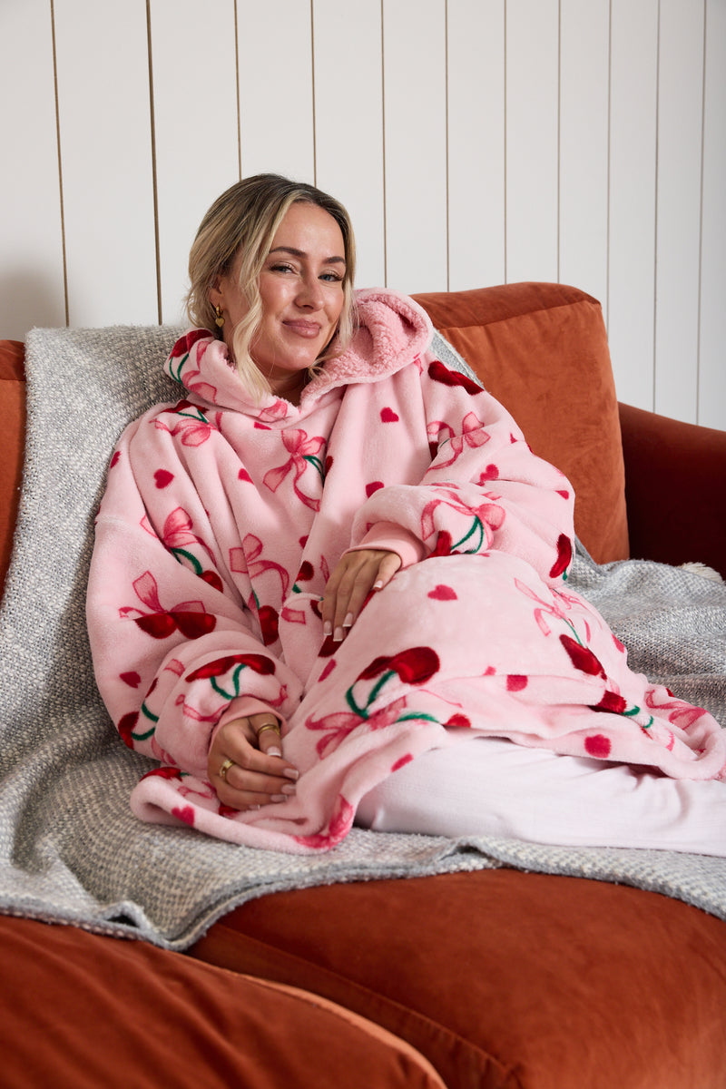 Snuggz Original Hooded Blanket - Cherry Bow
