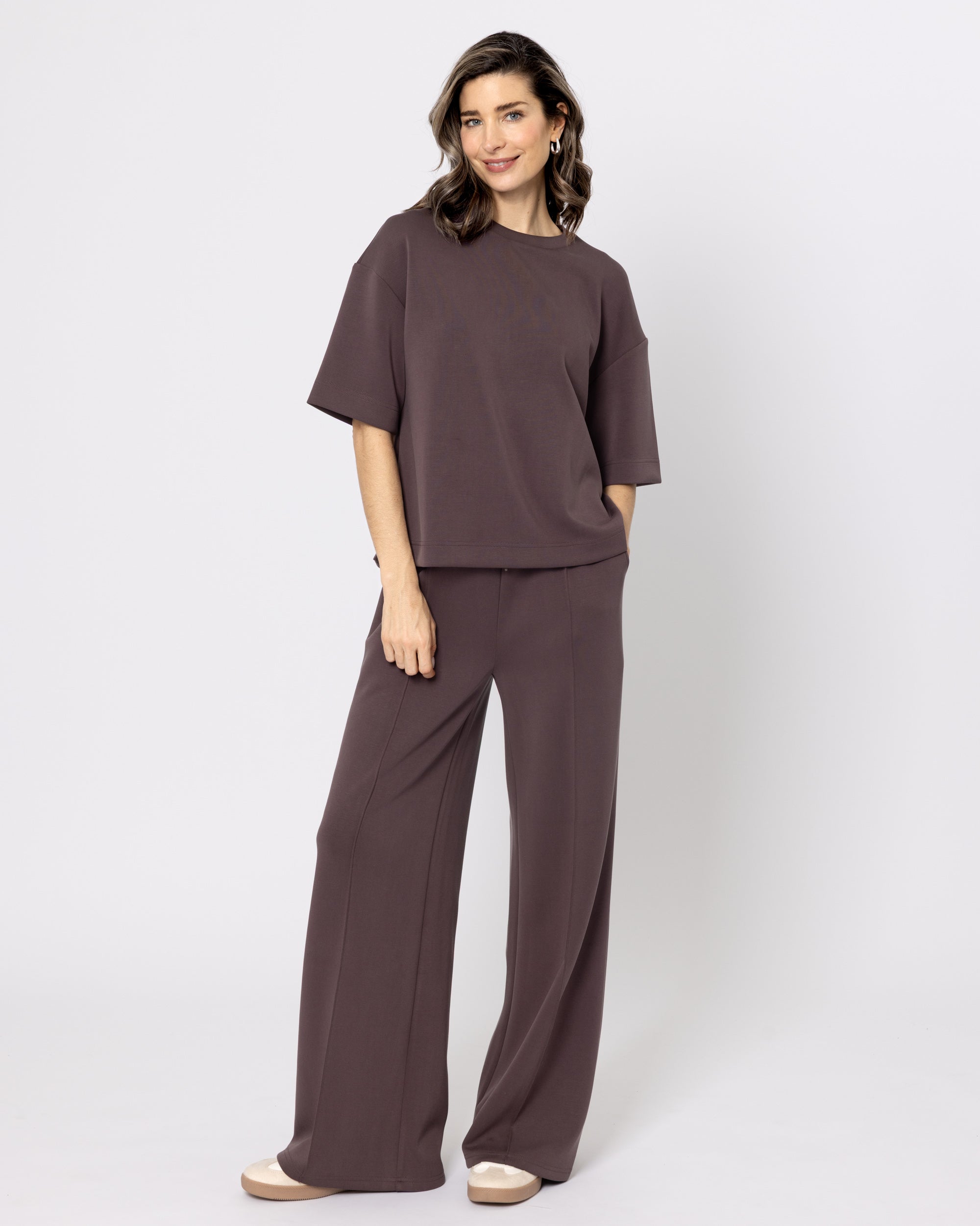 Snuggz Premium Chocolate Sandwash Scuba Wide Leg Joggers