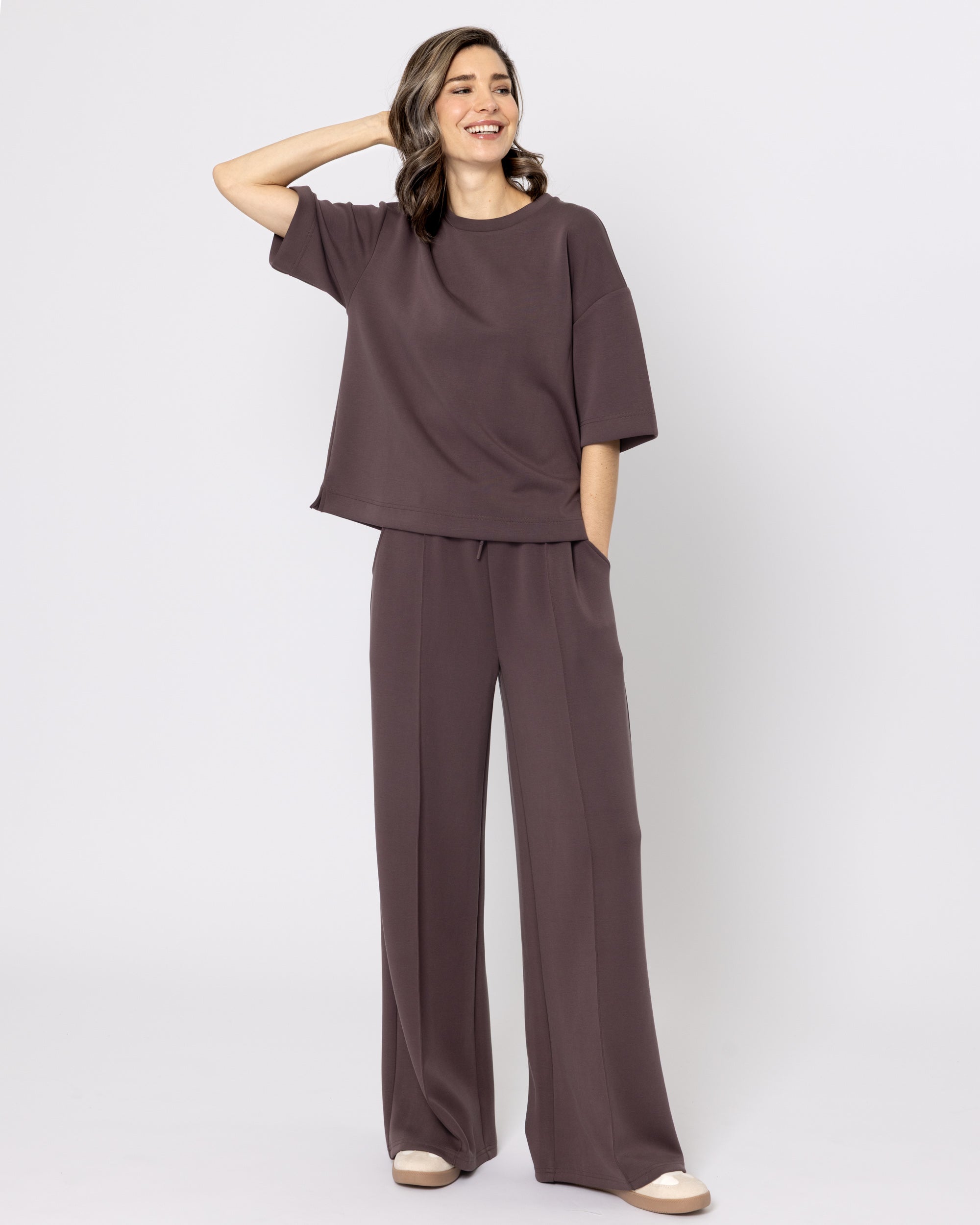 Snuggz Premium Chocolate Sandwash Scuba Wide Leg Joggers