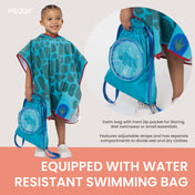 Boys Dino Towelling Beach Poncho With Swim Bag