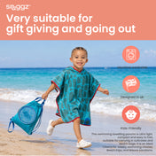 Boys Dino Towelling Beach Poncho With Swim Bag