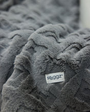 Snuggz Diamond Textured Grey Faux Fur Blanket