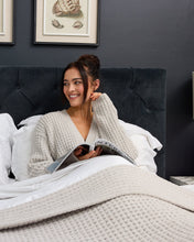 Snuggz Neutral Soft Feather Yarn Textured Blanket