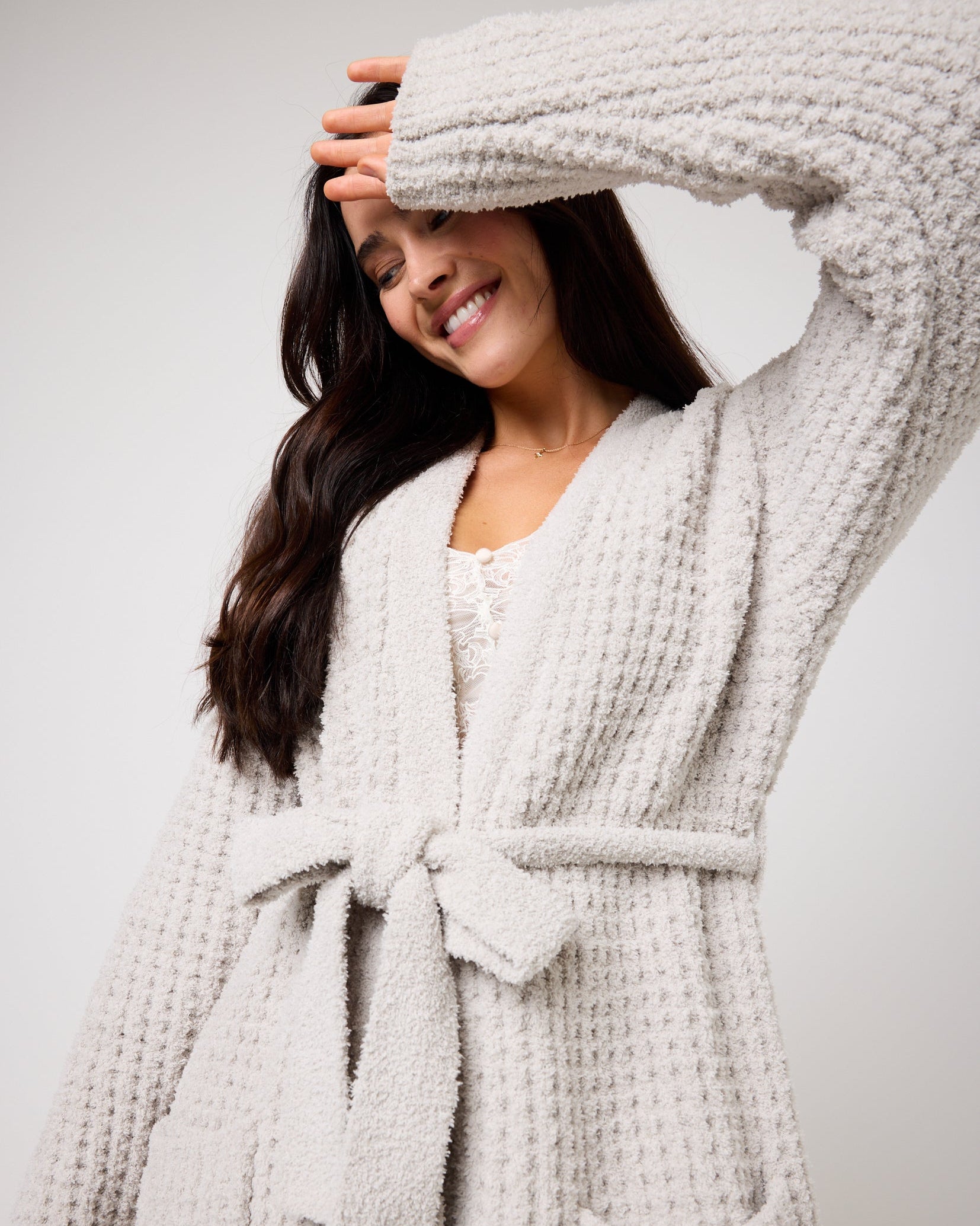 Snuggz Robe Snuggz Women Neutral Soft Textured Feather Yarn Dressing Gown