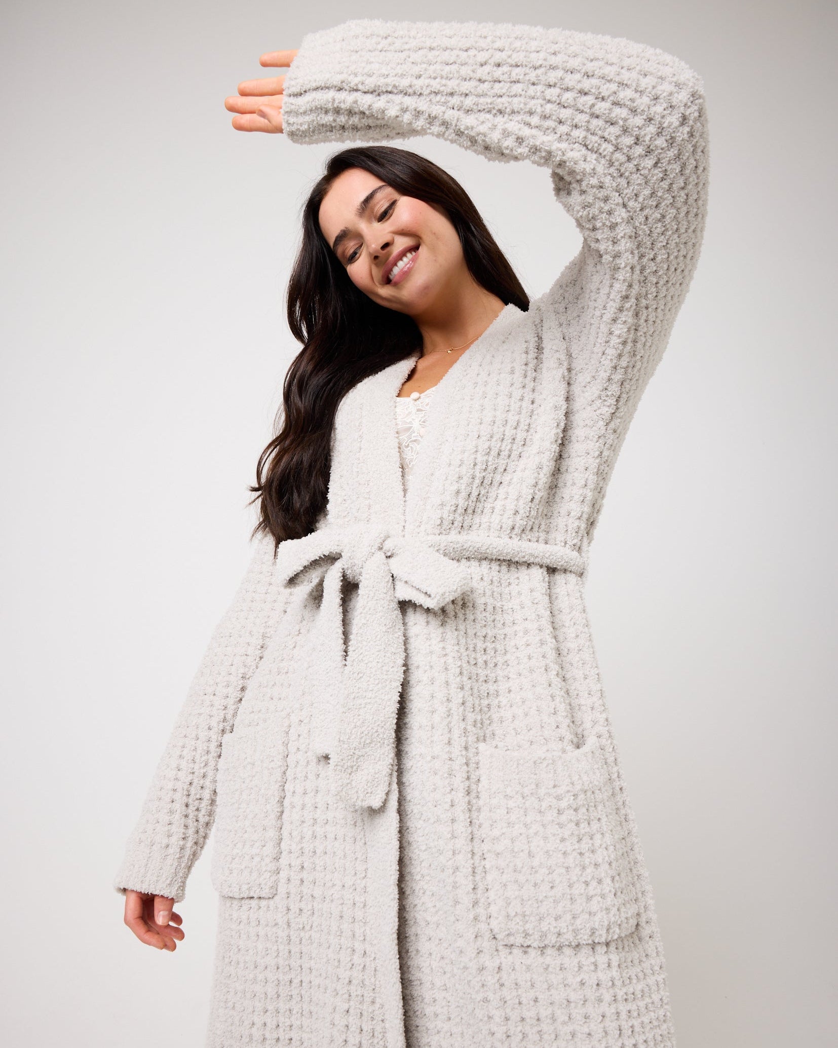 Snuggz Robe Snuggz Women Neutral Soft Textured Feather Yarn Dressing Gown