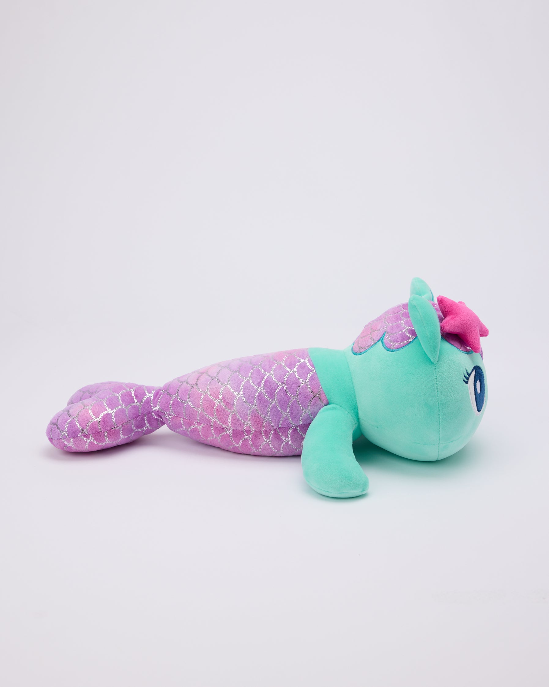 Gabby's Dollhouse Mercat weighted plush side view with mermaid tail