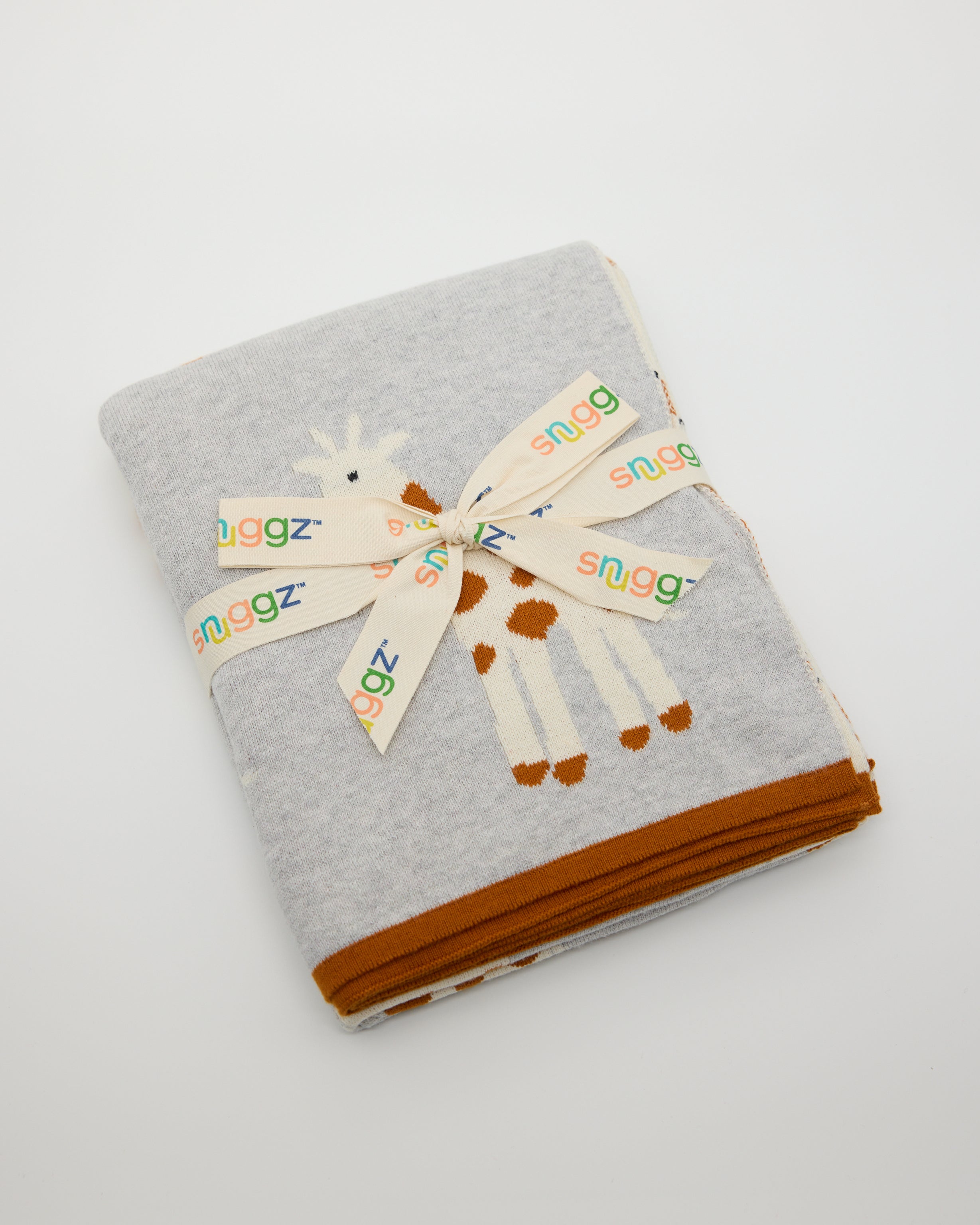 Snuggz Cotton Knitted Giraffe Baby Blanket, 80 x 100 cm