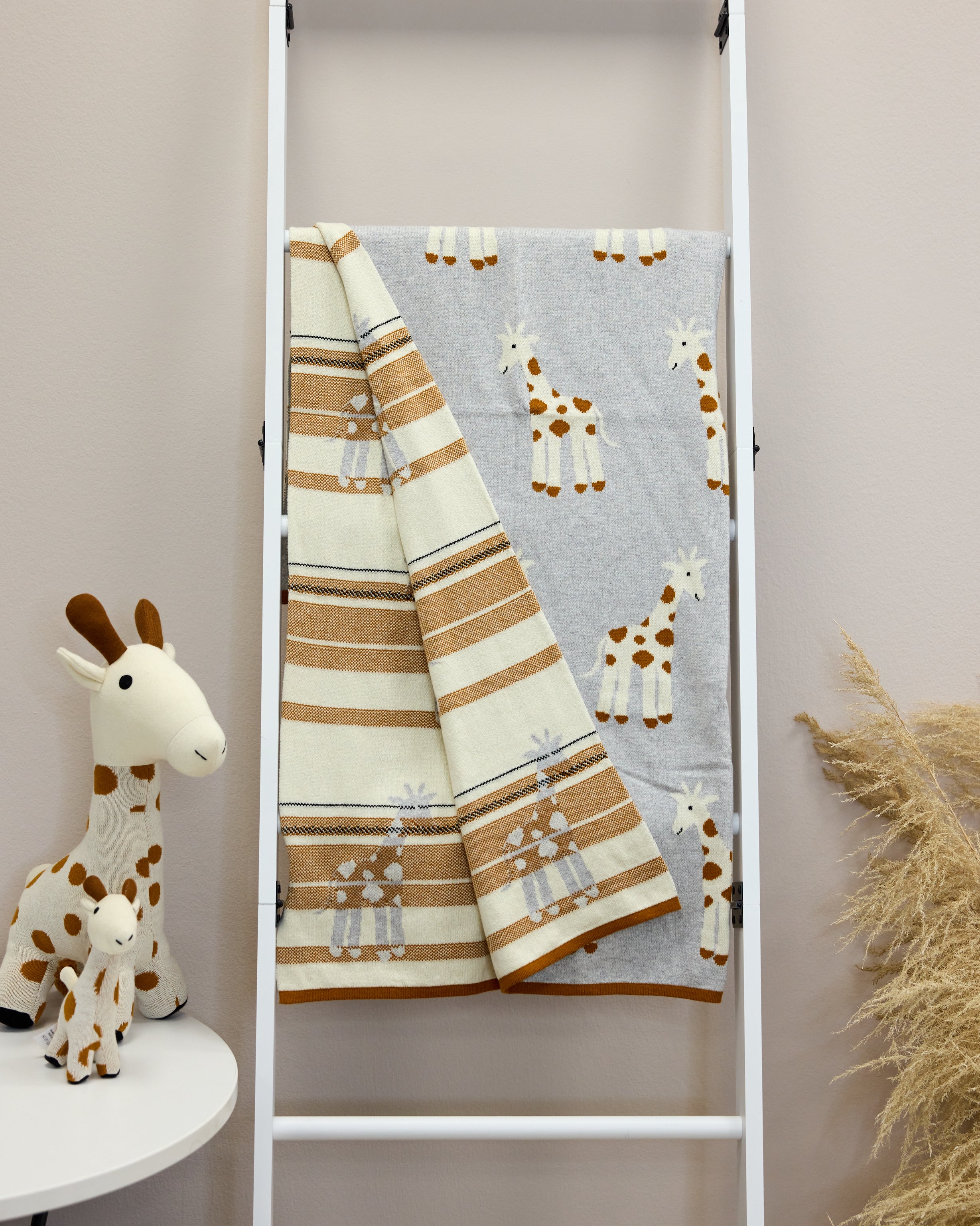 Snuggz Cotton Knitted Giraffe Baby Blanket, 80 x 100 cm
