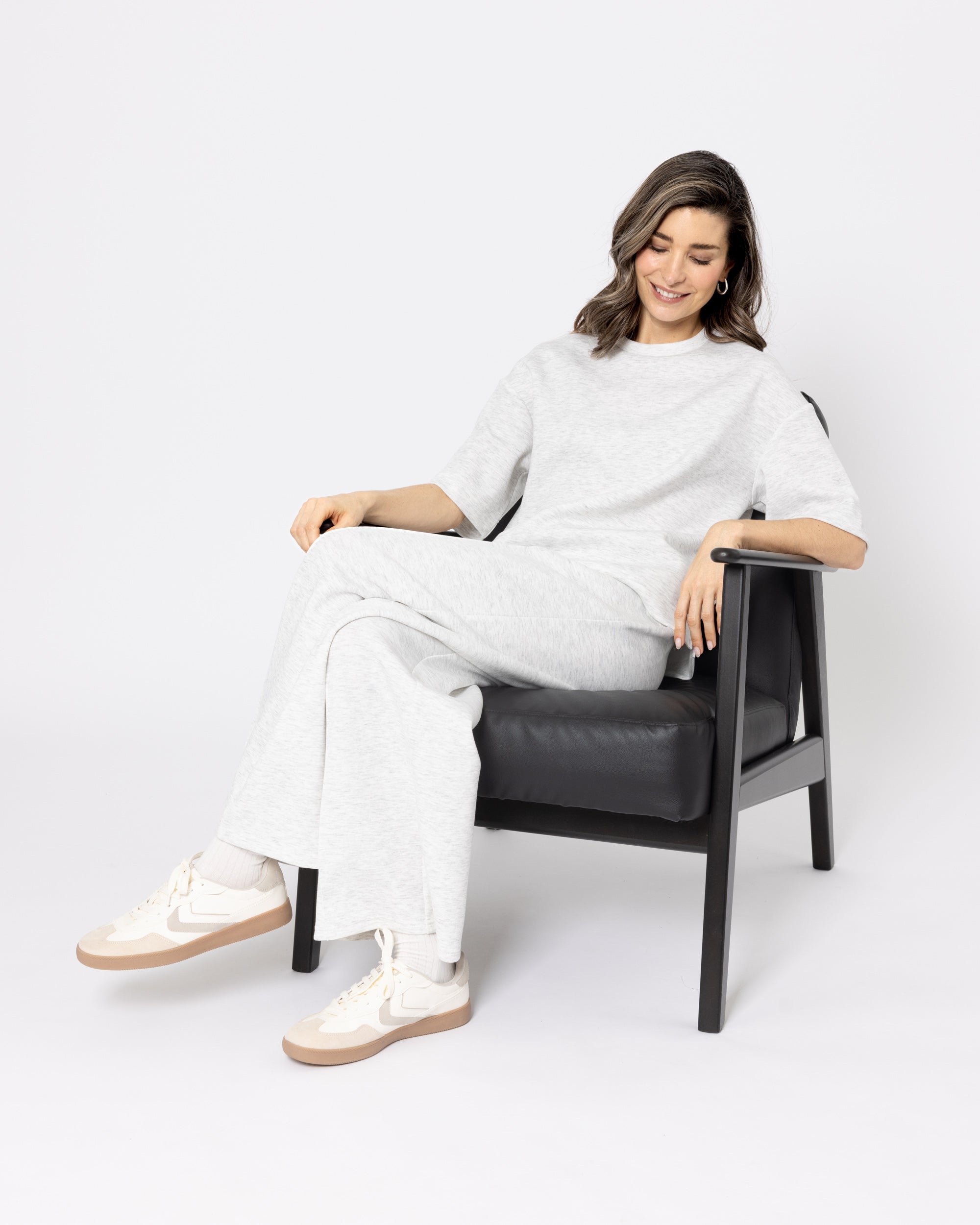 Snuggz Premium Grey Marl Sandwash Wide Leg Joggers