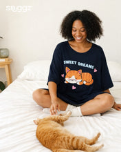 Snuggz Women Sweet Dreams Cat Oversized Bamboo Sleep Tee