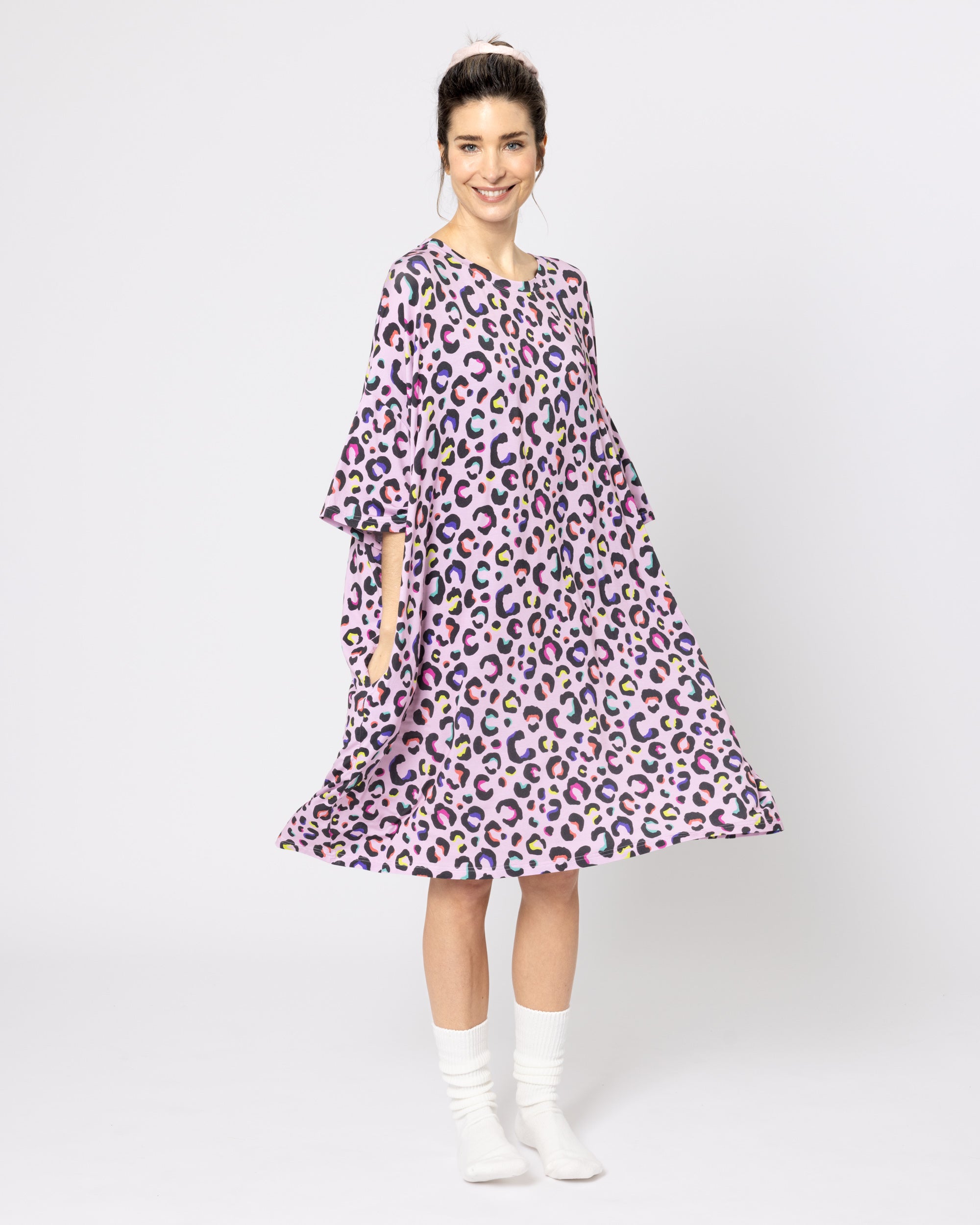 Snuggz Women Leopard Print Bamboo Oversized Sleep Tee