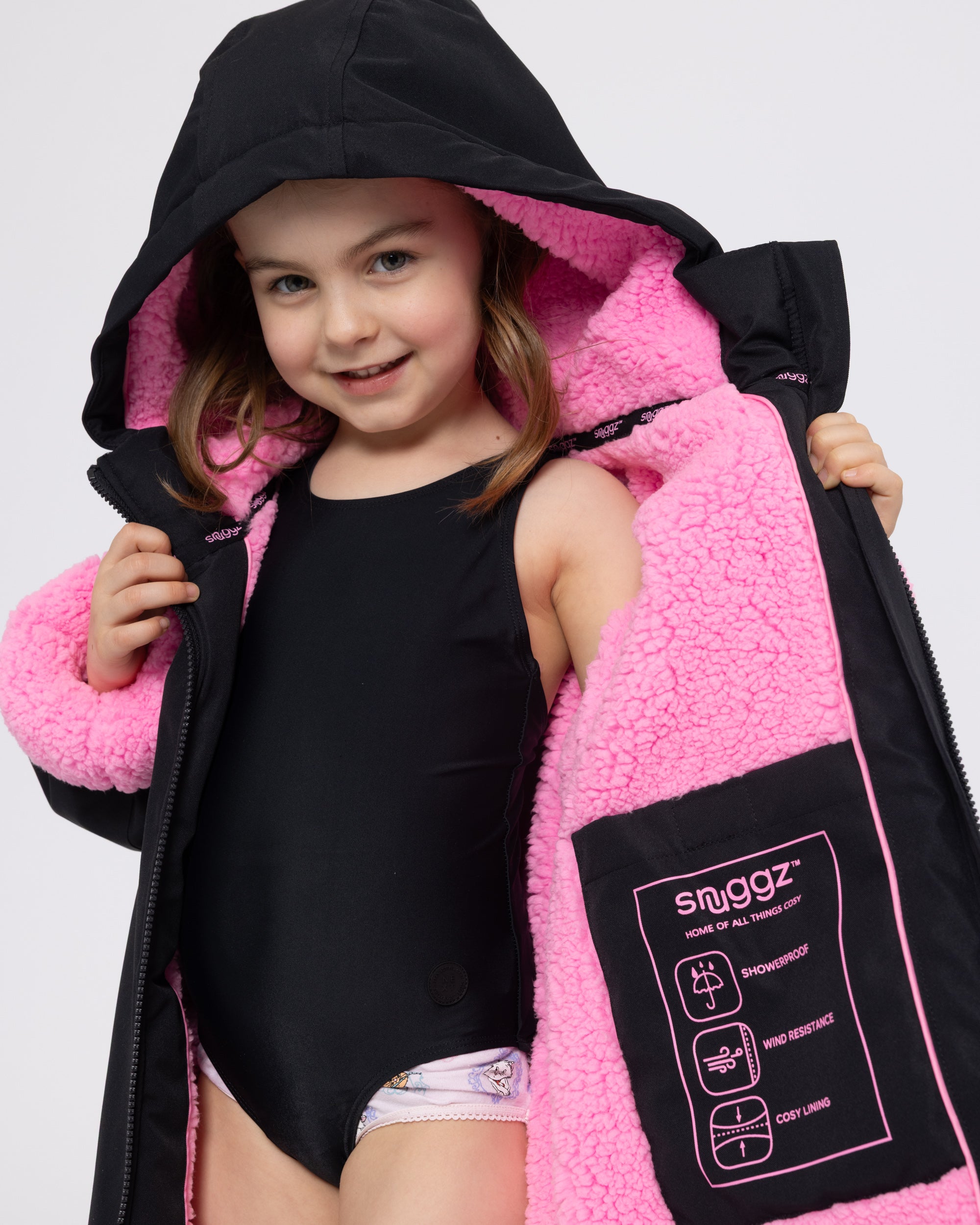 Snuggz Lite Black Changing Robe with Blue or Pink Borg