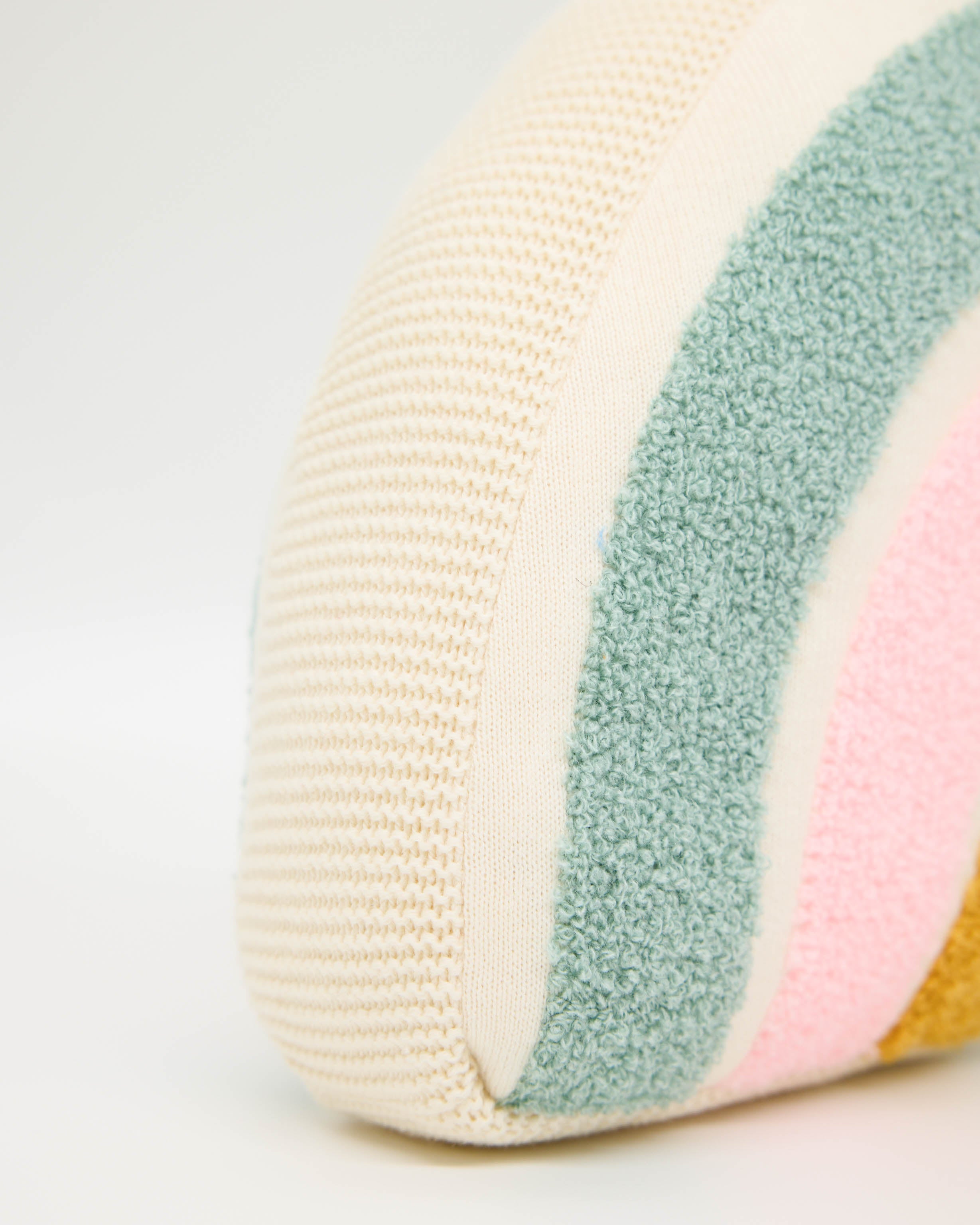 Snuggz Knitted Pastel Rainbow Shaped Cushion with Filler