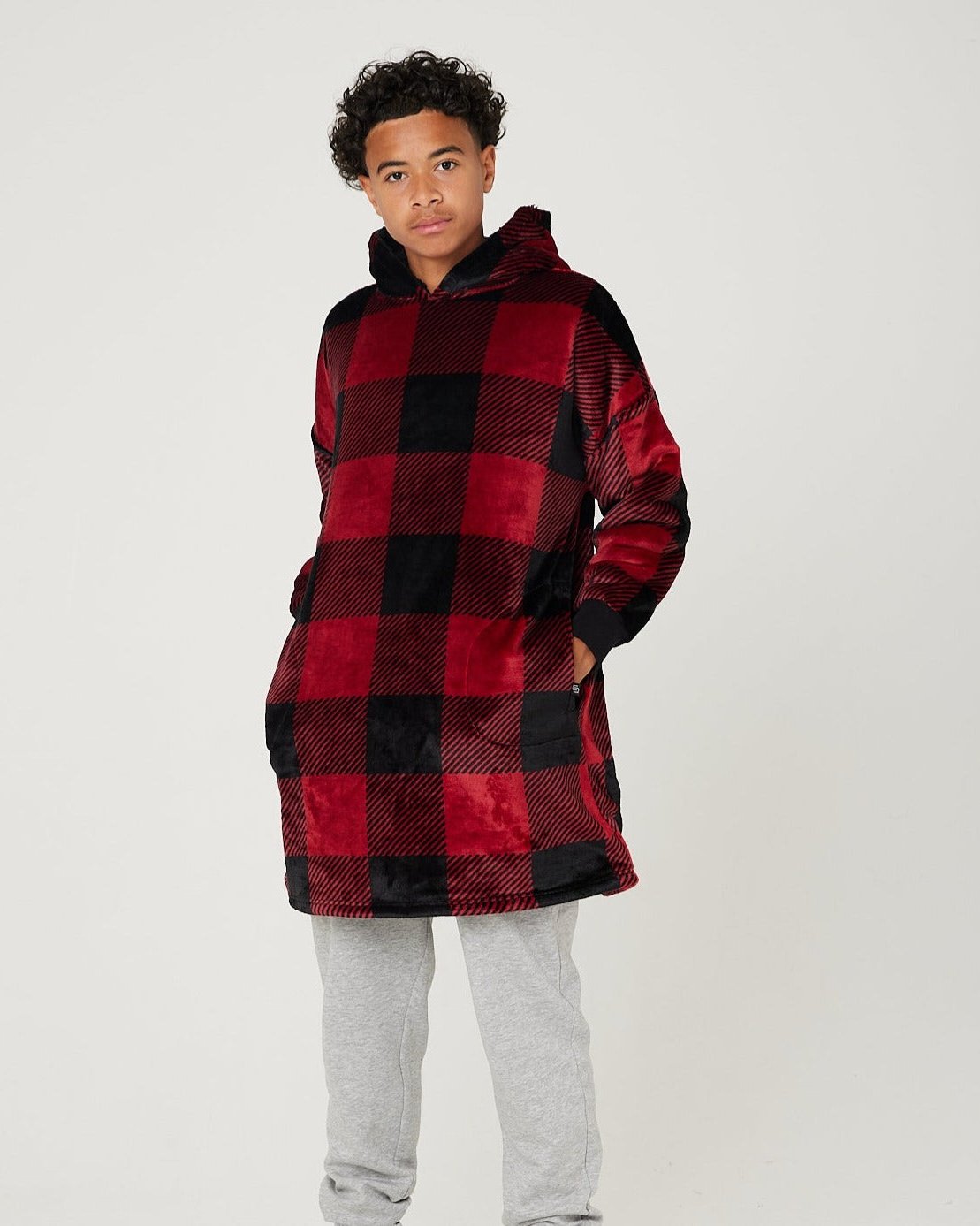 Snuggz Kids Original - Tartan Red Check Hooded Blanket