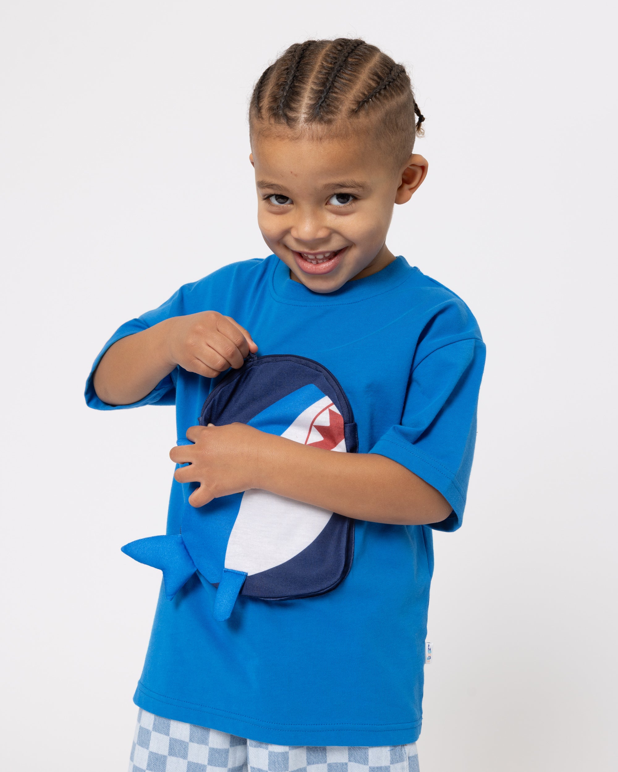 Snuggz Boys Shark Zip Pocket Pal T-Shirt