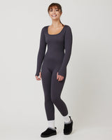 SnuggzFit Ribbed Long Sleeve Grey Seamless Jumpsuit