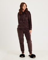 Snuggz Women Chocolate Brown Velour Loungewear Set
