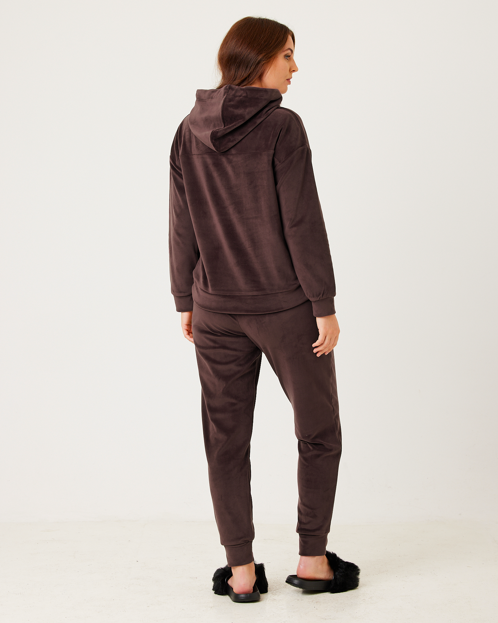 Snuggz Women Chocolate Brown Velour Loungewear Set