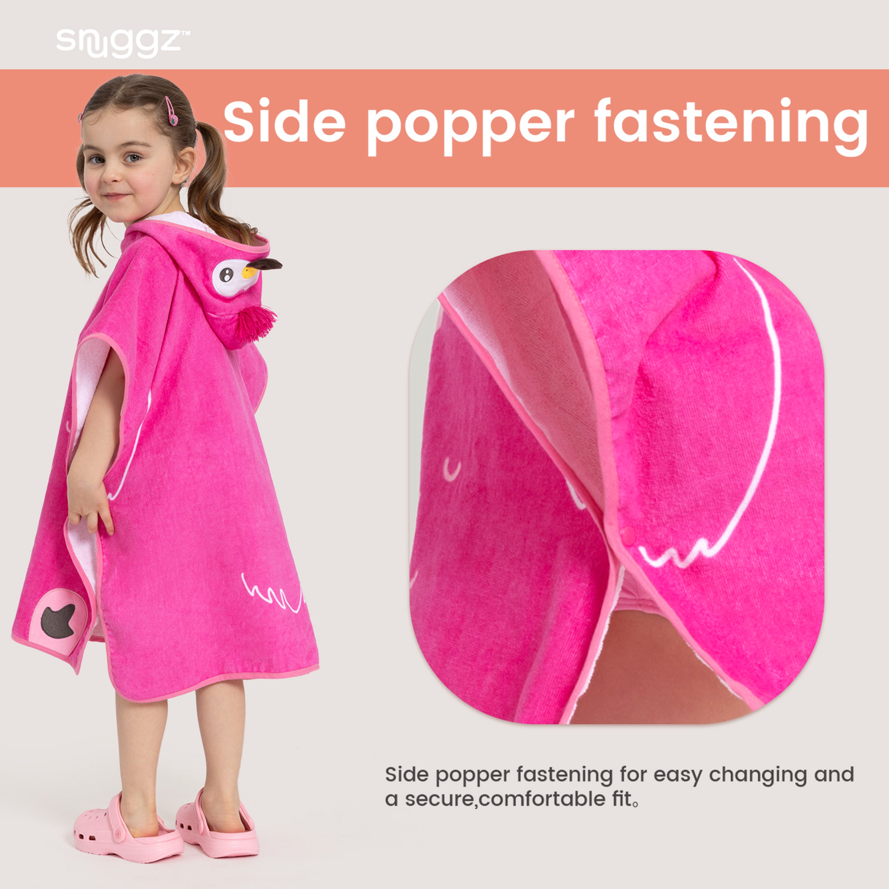 Snuggz Flamingo Towelling Beach Poncho With Swim Bag