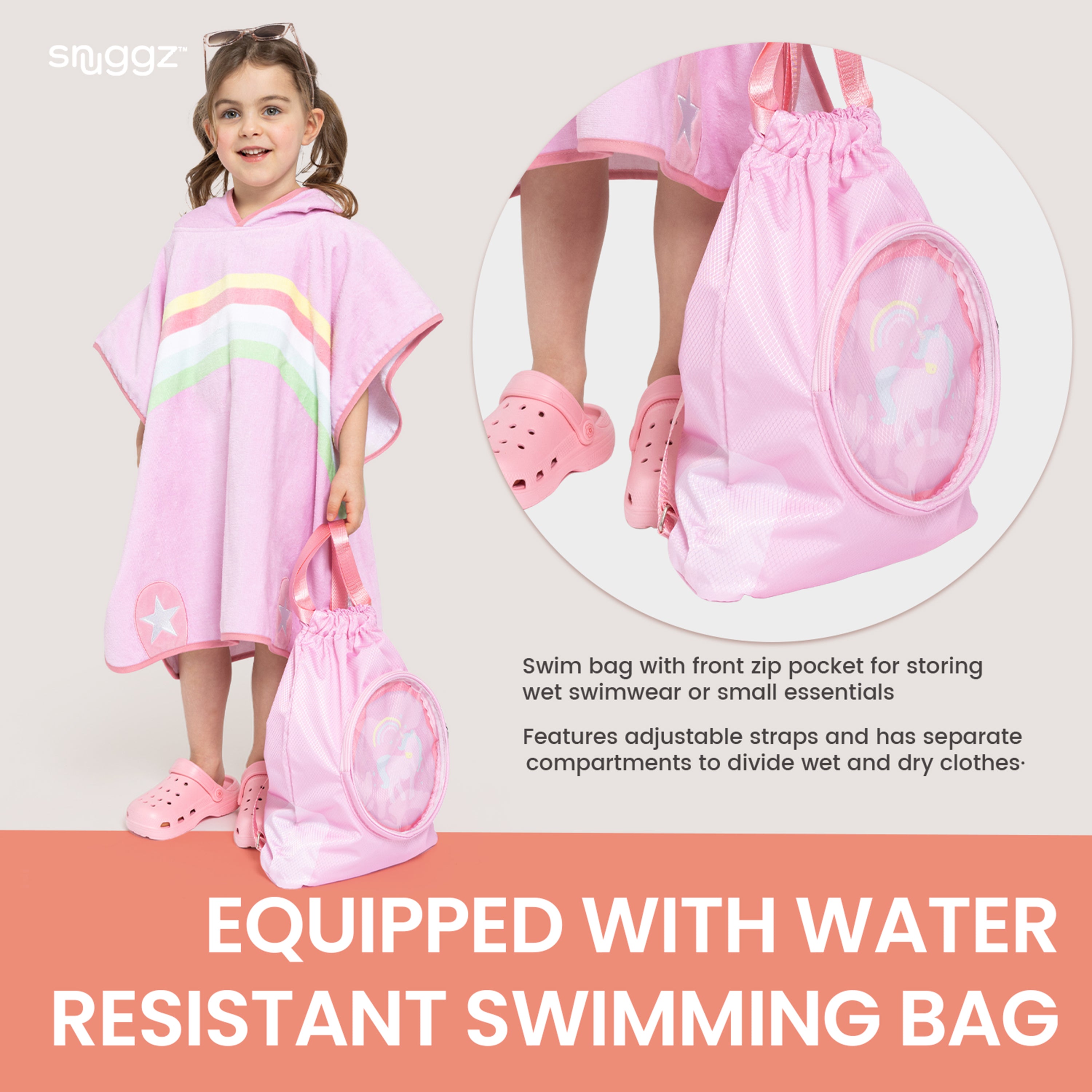 Snuggz Unicorn Towelling Beach Poncho With Swim Bag