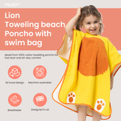 Snuggz Lion Towelling Beach Poncho With Swim Bag