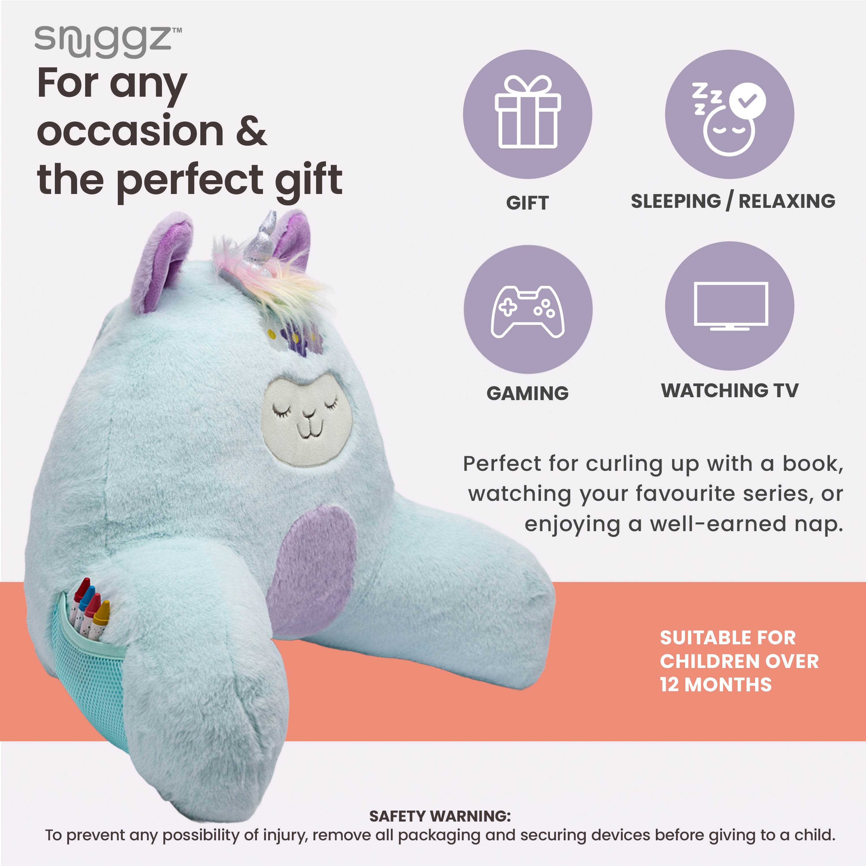 Snuggz Llama Unicorn Cuddle Cushion
