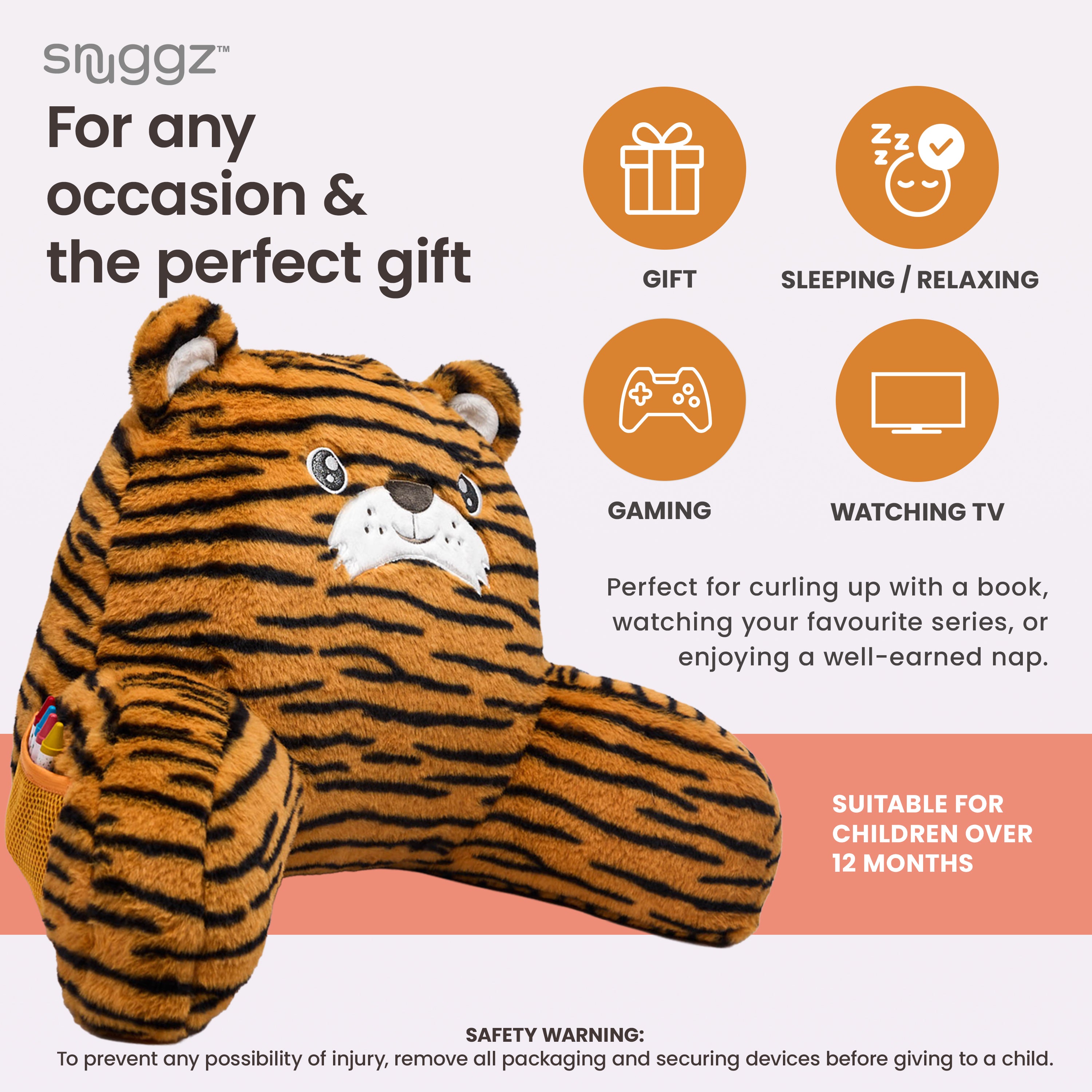 Snuggz Tiger Cuddle Cushion
